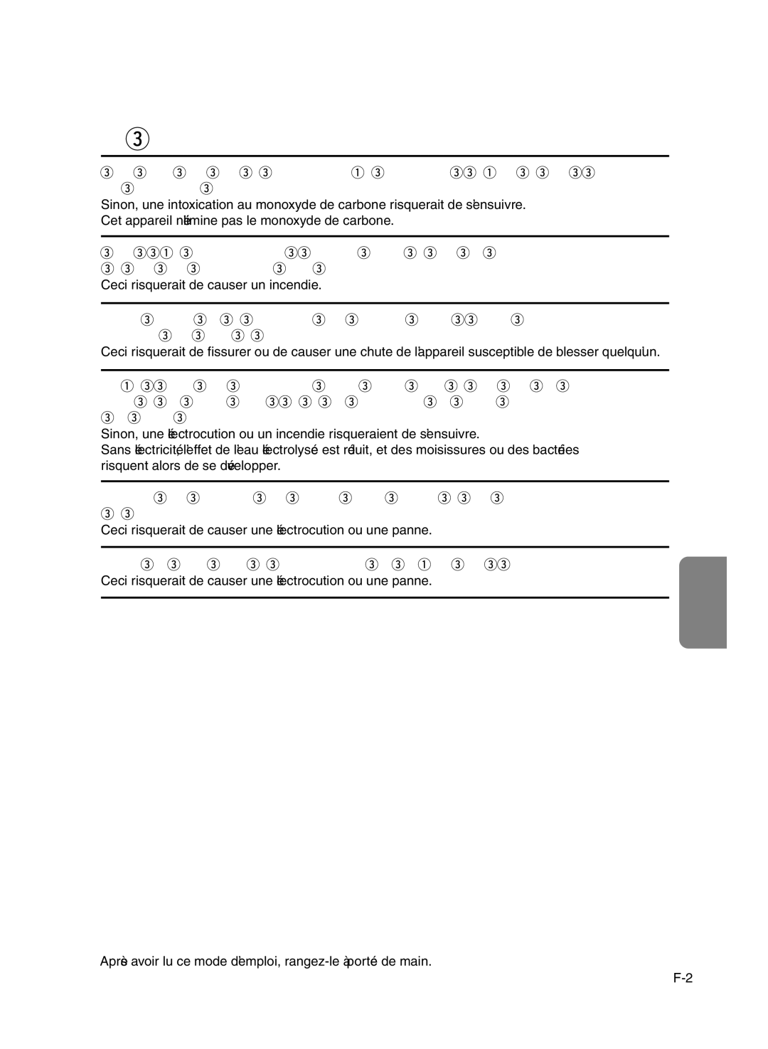 Sanyo ABC-VW24A instruction manual Ceci risquerait de causer un incendie 