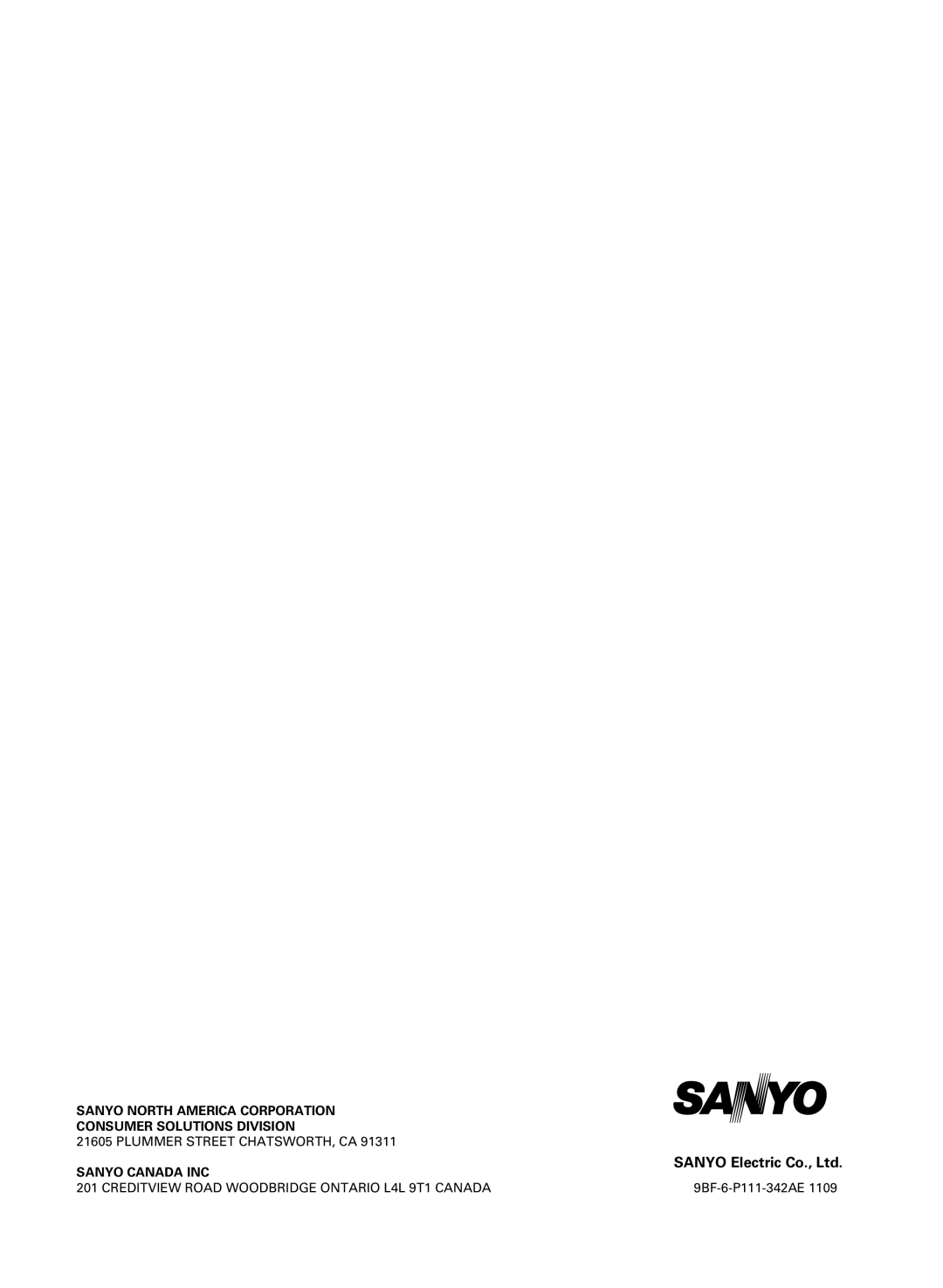 Sanyo ABC-VW24A instruction manual Sanyo North America Corporation Consumer Solutions Division 