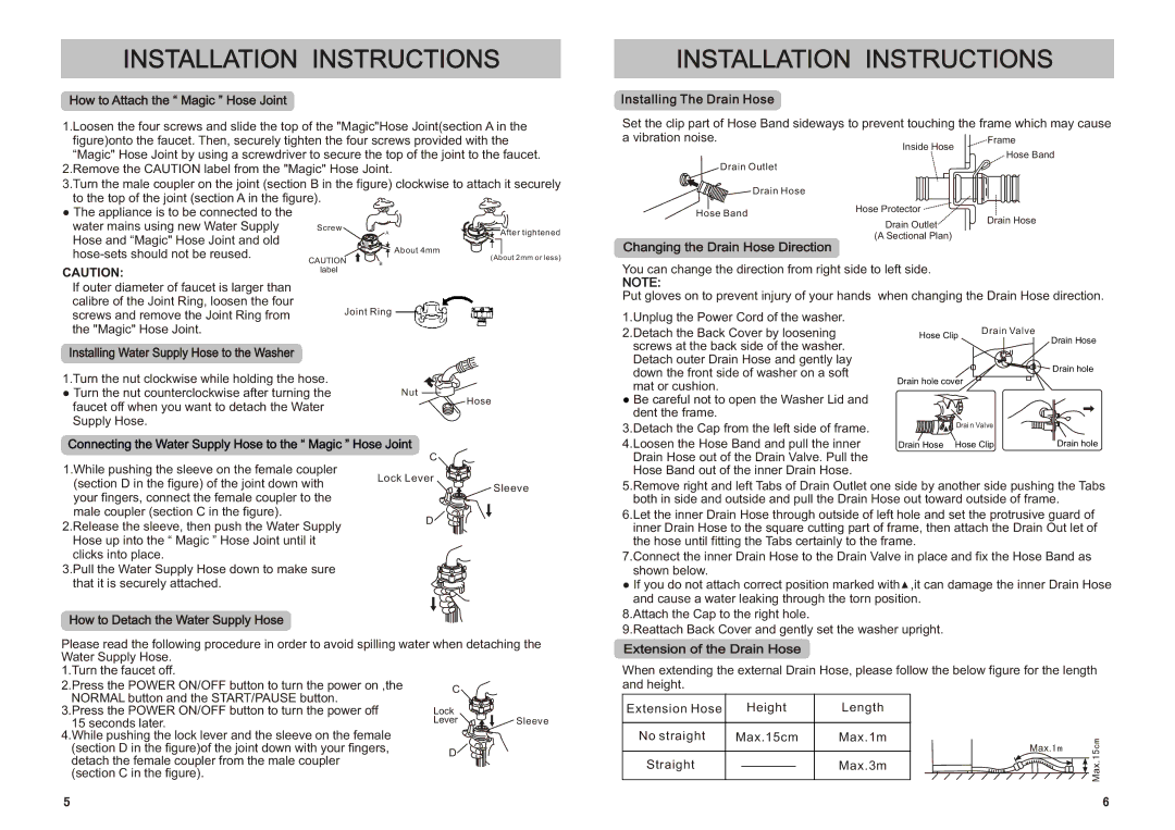 Sanyo ASW-A85HT, Microcomputer Control Fully Automatic Washing Machine instruction manual Installation Instructions 