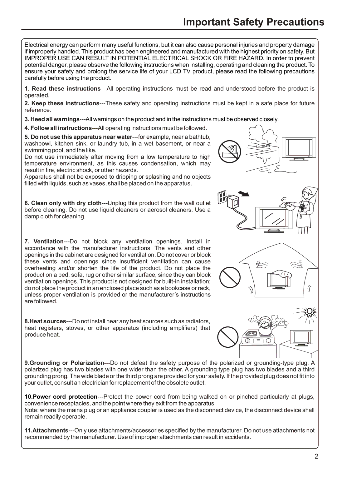 Sanyo AVL-193, AVL-191 instruction manual Important Safety Precautions 