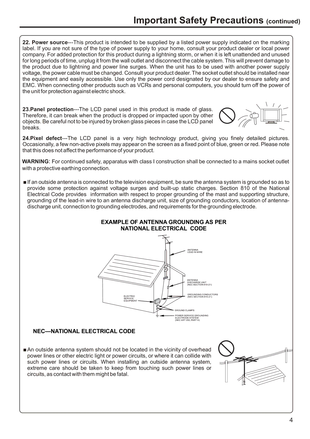 Sanyo AVL-193, AVL-191 instruction manual Important Safety Precautions 