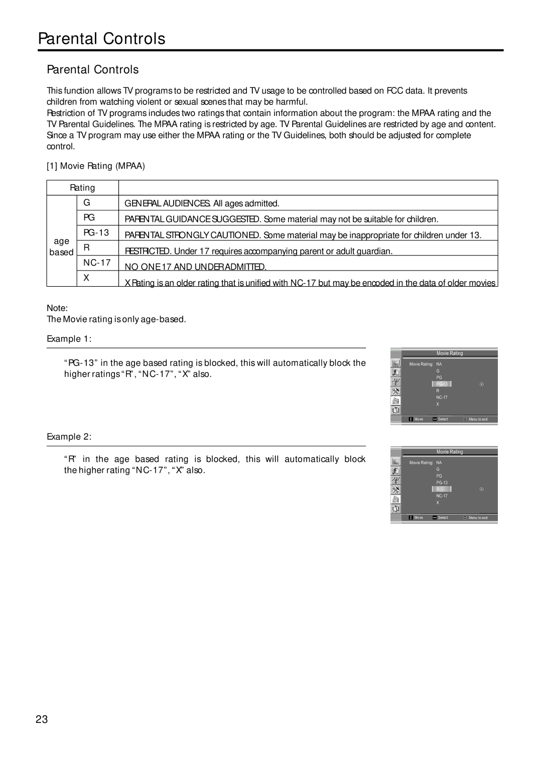 Sanyo AVL-209 instruction manual Parental Controls, No ONE 17 and Under Admitted 