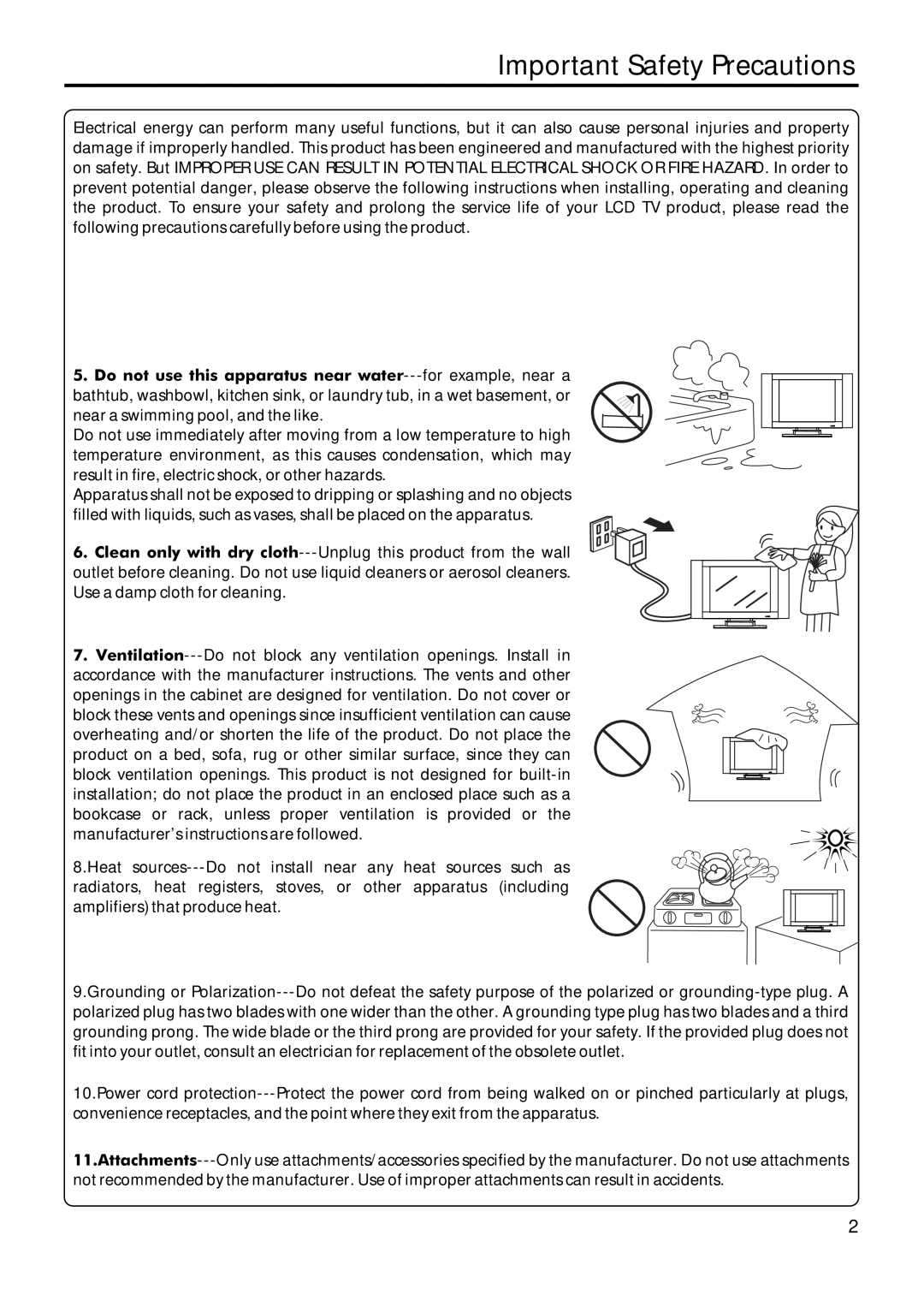 Sanyo AVL-209 instruction manual Important Safety Precautions 