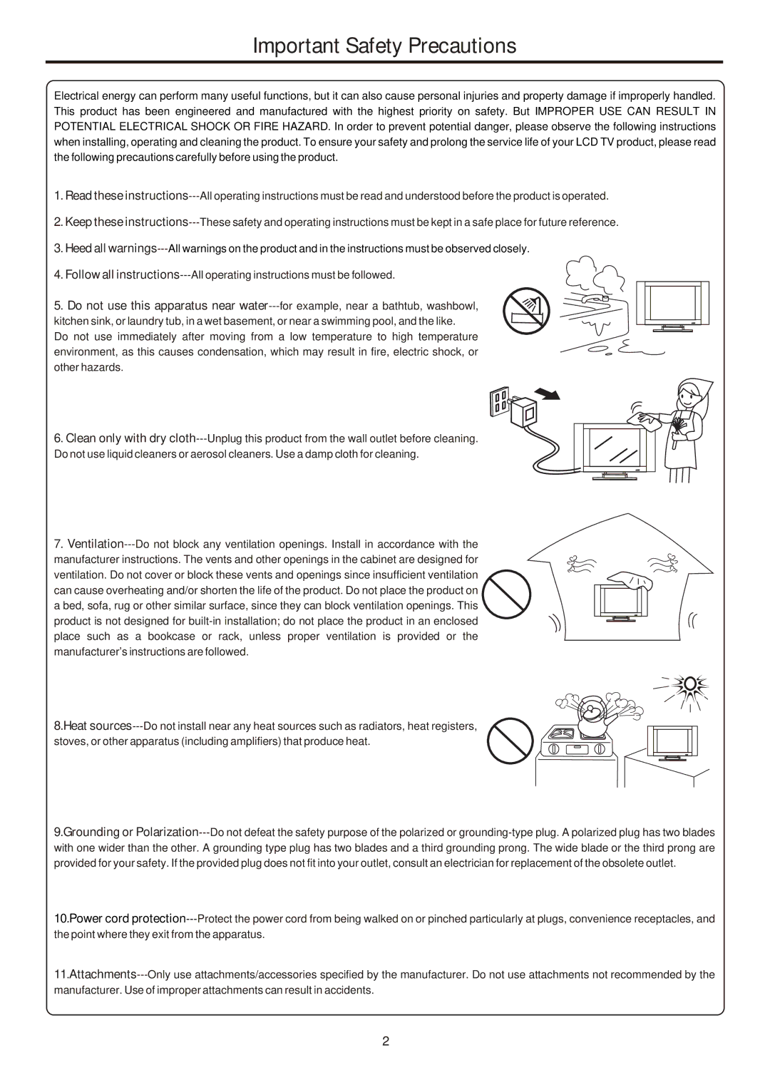 Sanyo AVL-261, 263, 323, 321 instruction manual Important Safety Precautions 