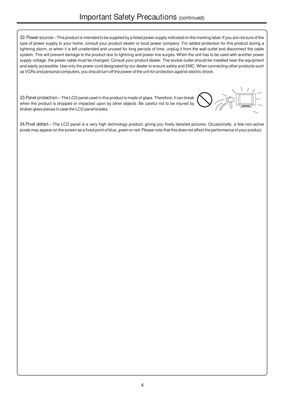 Sanyo 323, AVL-261, 263, 321 instruction manual Important Safety Precautions 