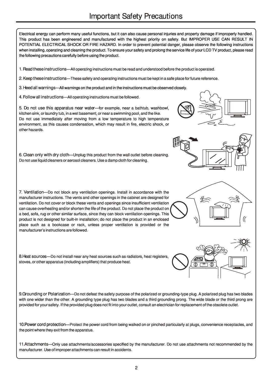 Sanyo AVL-261, 263, 323, 321 instruction manual Important Safety Precautions 