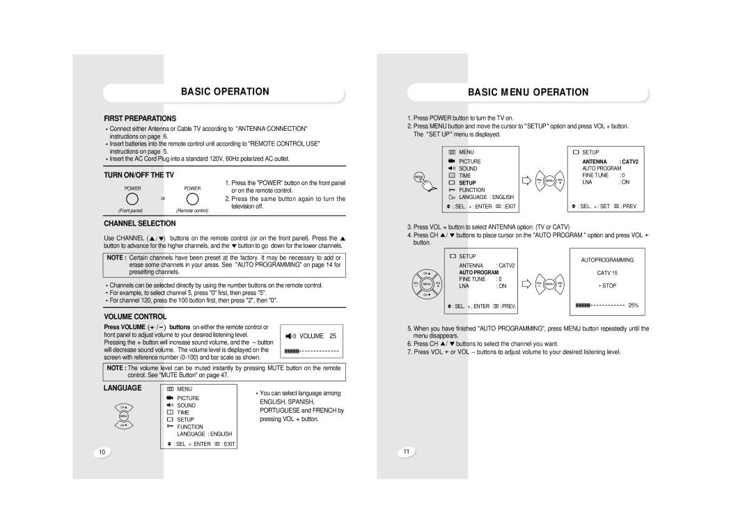 Sanyo AVM-32F4, AVM32F9 warranty Basic Operation Basic Menu Operation 