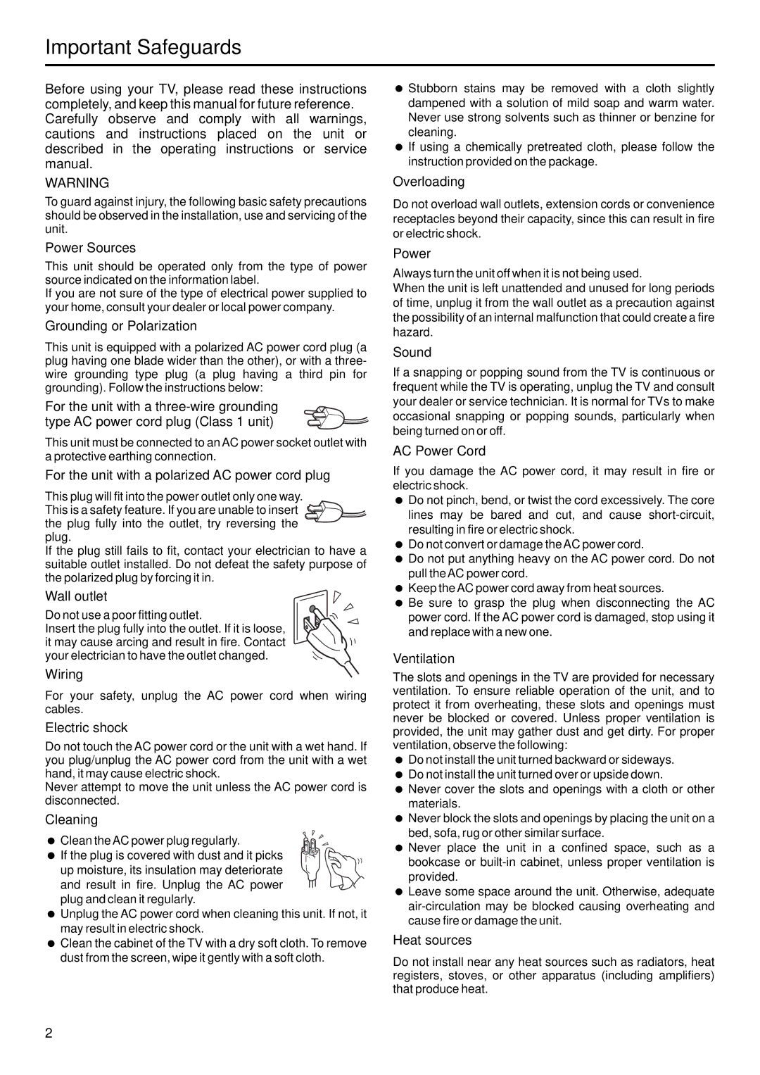 Sanyo AVP-429 instruction manual Important Safeguards 