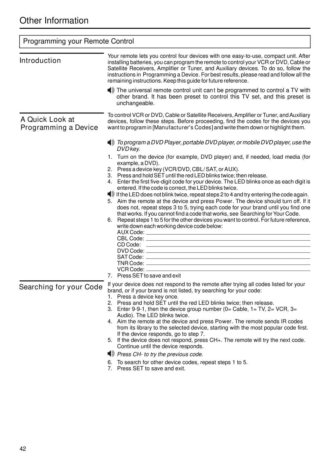 Sanyo AVP-429 instruction manual Programming your Remote Control, Quick Look at Programming a Device 