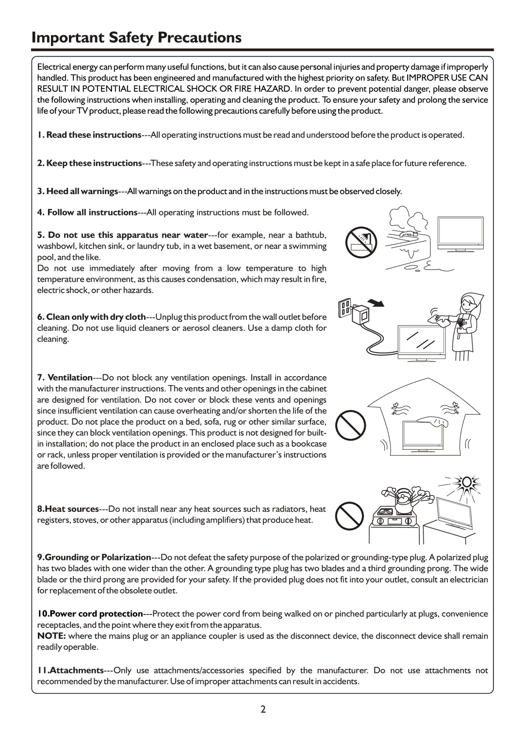 Sanyo AVP504, AVP4232, AVL472 instruction manual Important Safety Precautions 