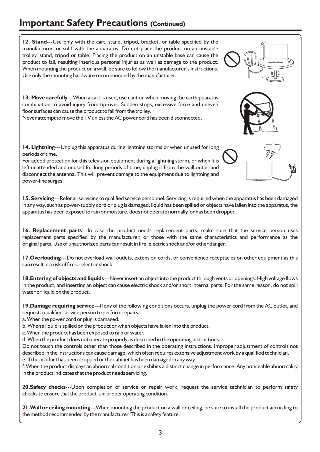 Sanyo AVL472, AVP4232, AVP504 instruction manual Important Safety Precautions 