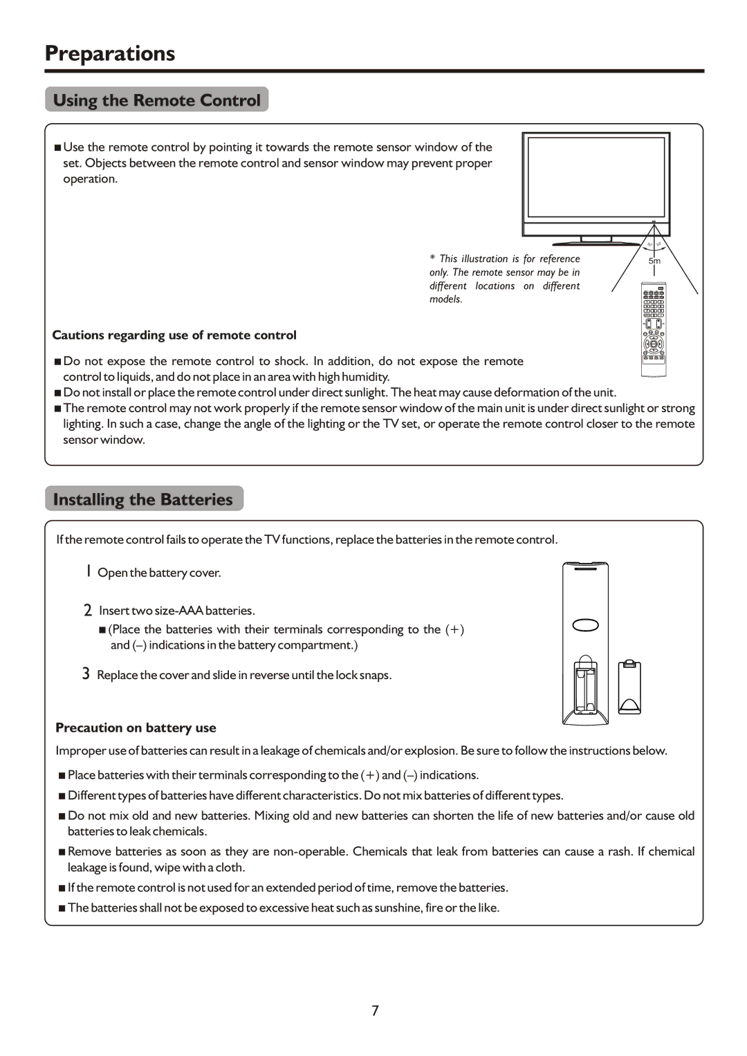 Sanyo AVP4232, AVP504, AVL472 instruction manual Using the Remote Control, Installing the Batteries 