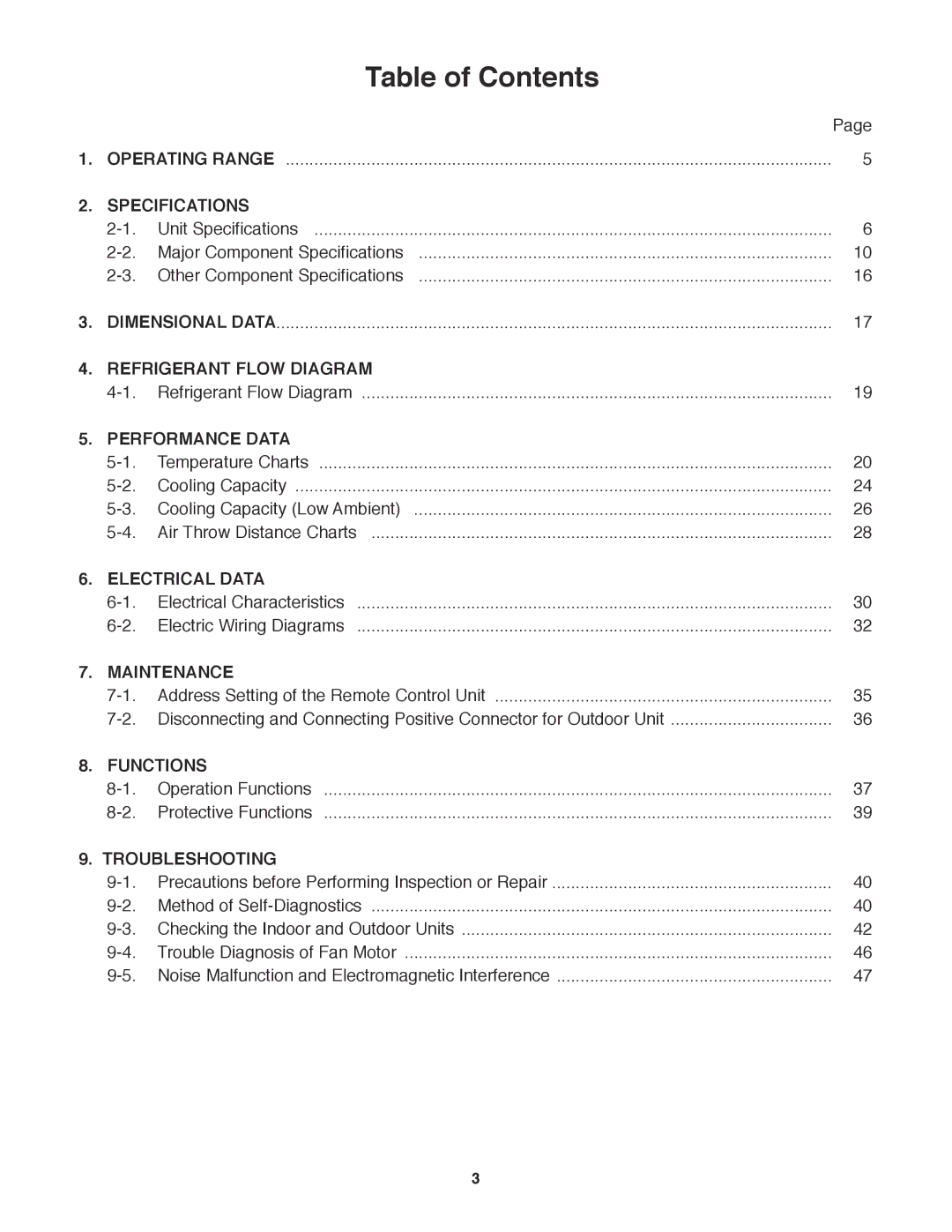 Sanyo C0971, C1271, CL0971, CL1271 service manual Table of Contents 