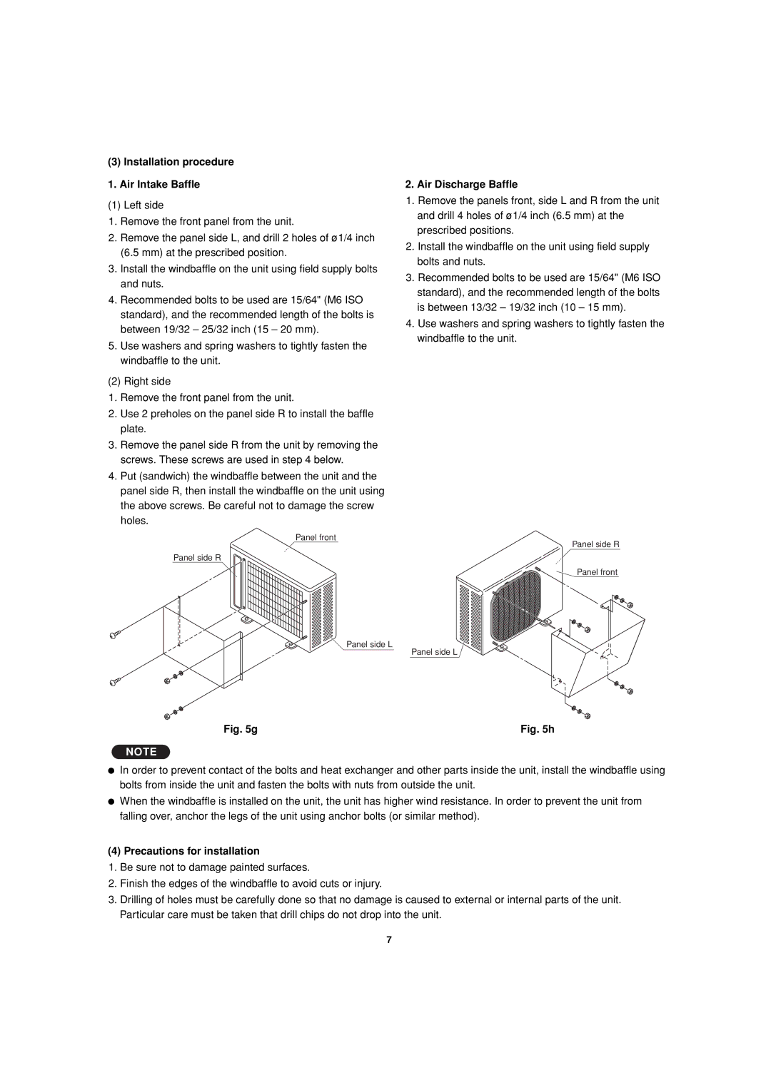 Sanyo C1271, CL0971, CL1271, C0971 service manual Installation procedure Air Intake Baffle, Precautions for installation 