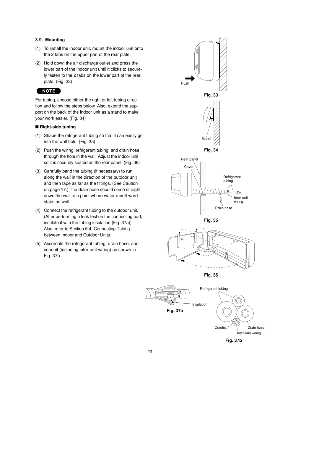 Sanyo C1251, C1852, CL0951, CL1852, CL1251, C0951 installation instructions Mounting, Right-side tubing 