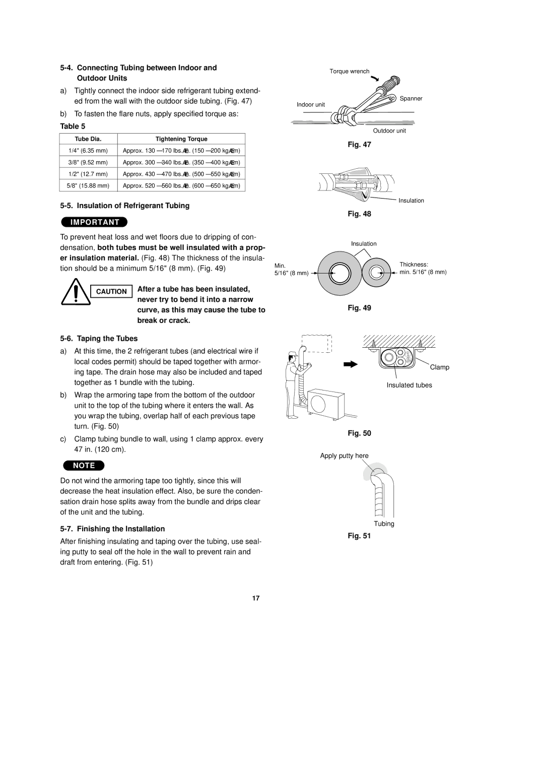 Sanyo C0951, C1852 Connecting Tubing between Indoor and Outdoor Units, Insulation of Refrigerant Tubing, Break or crack 