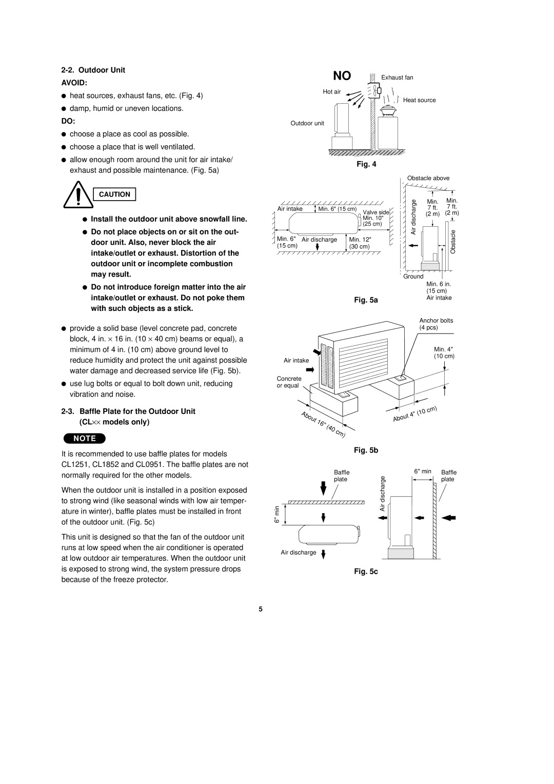 Sanyo C0951, C1852, C1251, CL0951, CL1852, CL1251 Baffle Plate for the Outdoor Unit CL⋅⋅ models only 