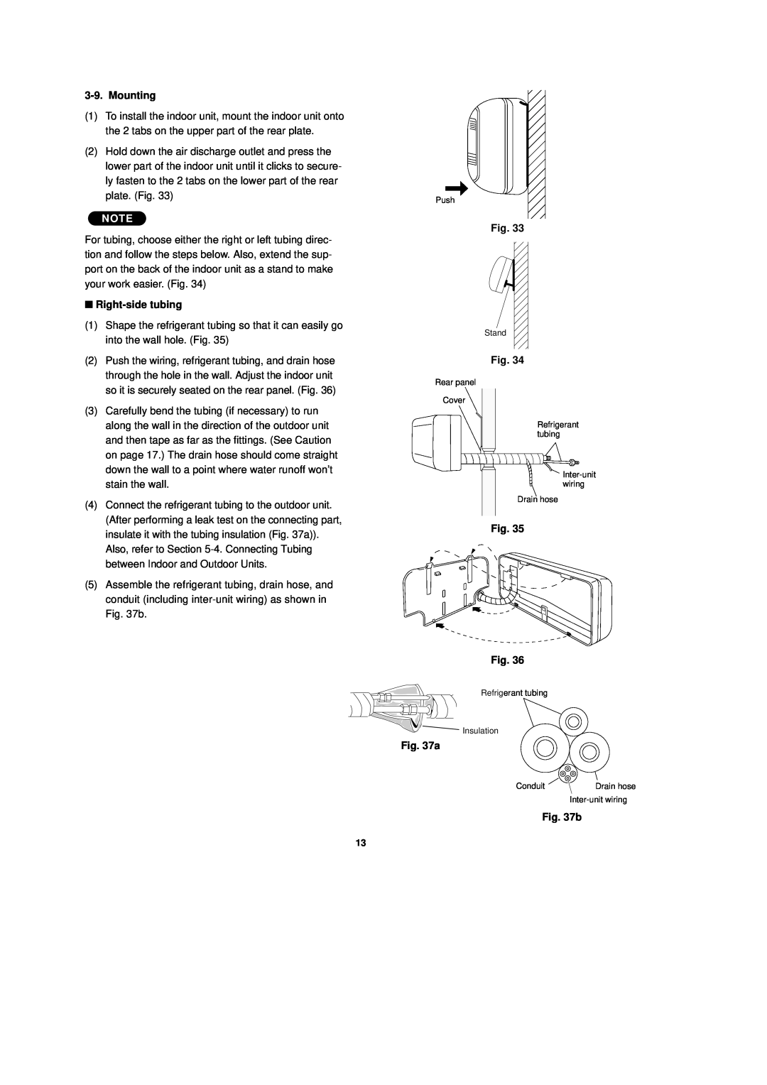 Sanyo C1251, C1852, CL0951, CL1852, CL1251, C0951 installation instructions Mounting, Right-sidetubing, Fig. Fig 