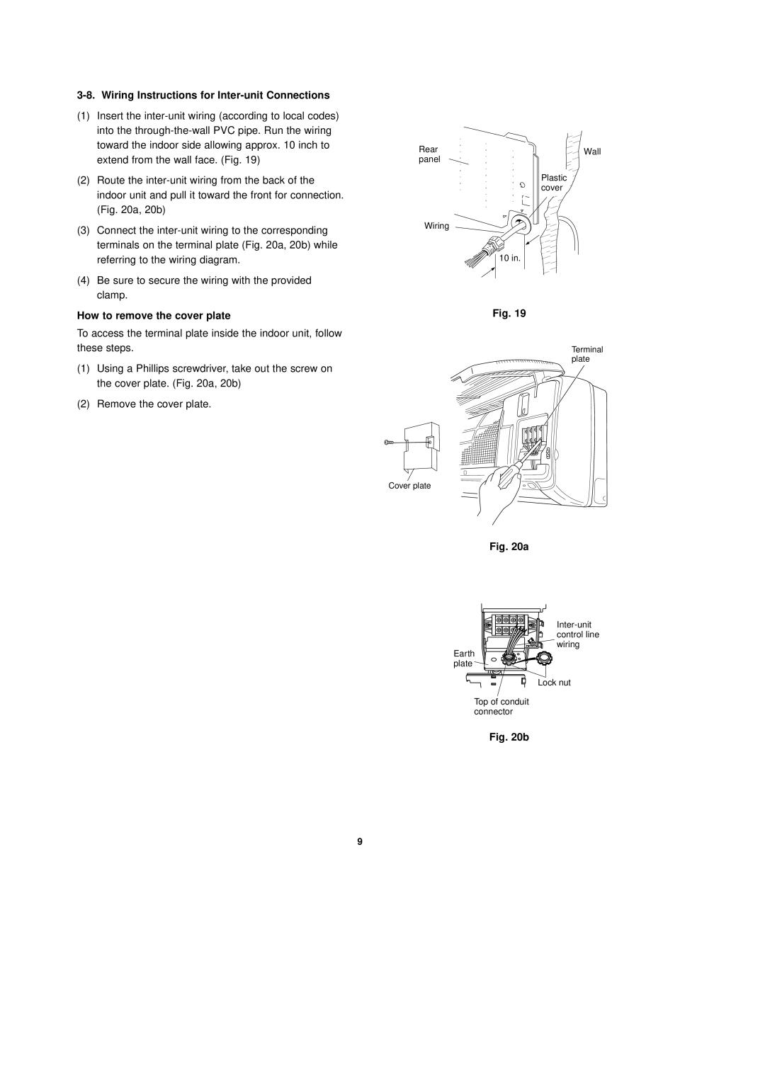 Sanyo C2432, CL2432 installation instructions Wiring Instructions for Inter-unit Connections, How to remove the cover plate 