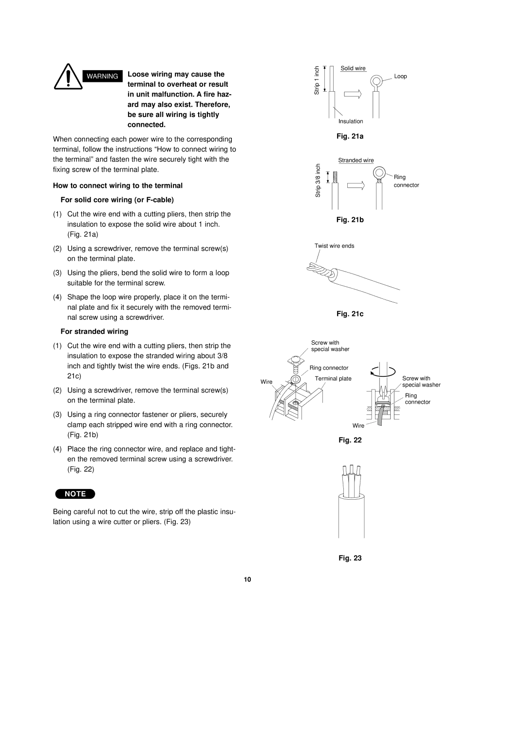 Sanyo CL2432, C2432 installation instructions For stranded wiring 