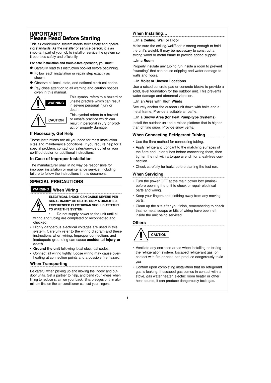 Sanyo C2432, CL2432 …In a Ceiling, Wall or Floor, …In a Room, …In Moist or Uneven Locations, …In an Area with High Winds 