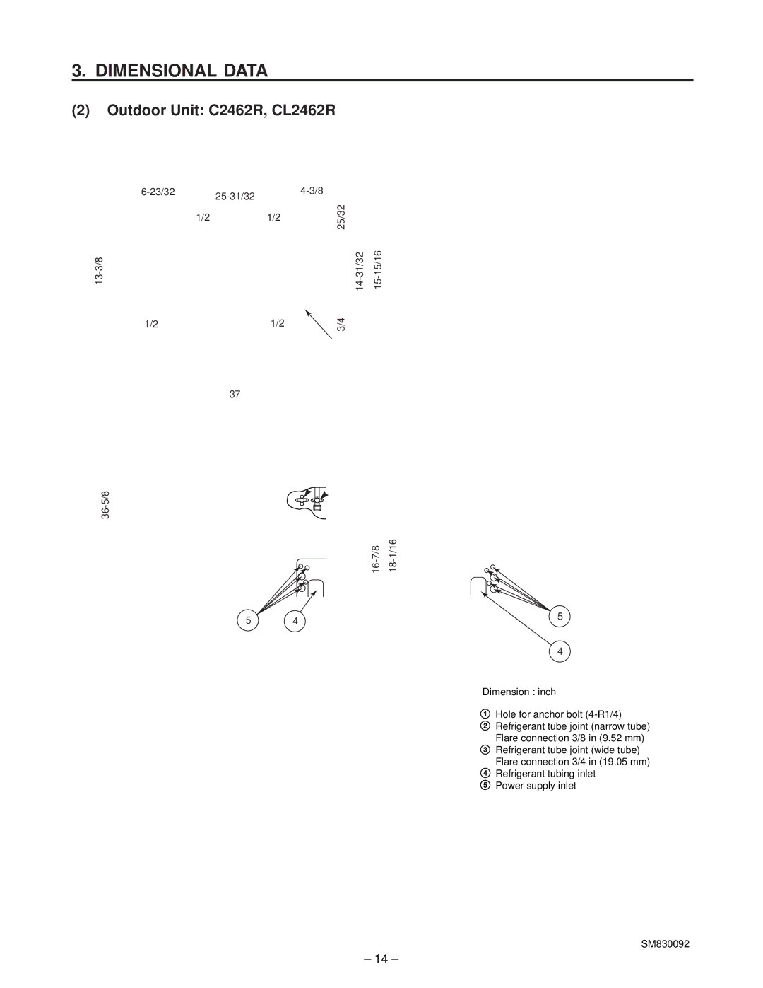 Sanyo service manual Outdoor Unit C2462R, CL2462R 