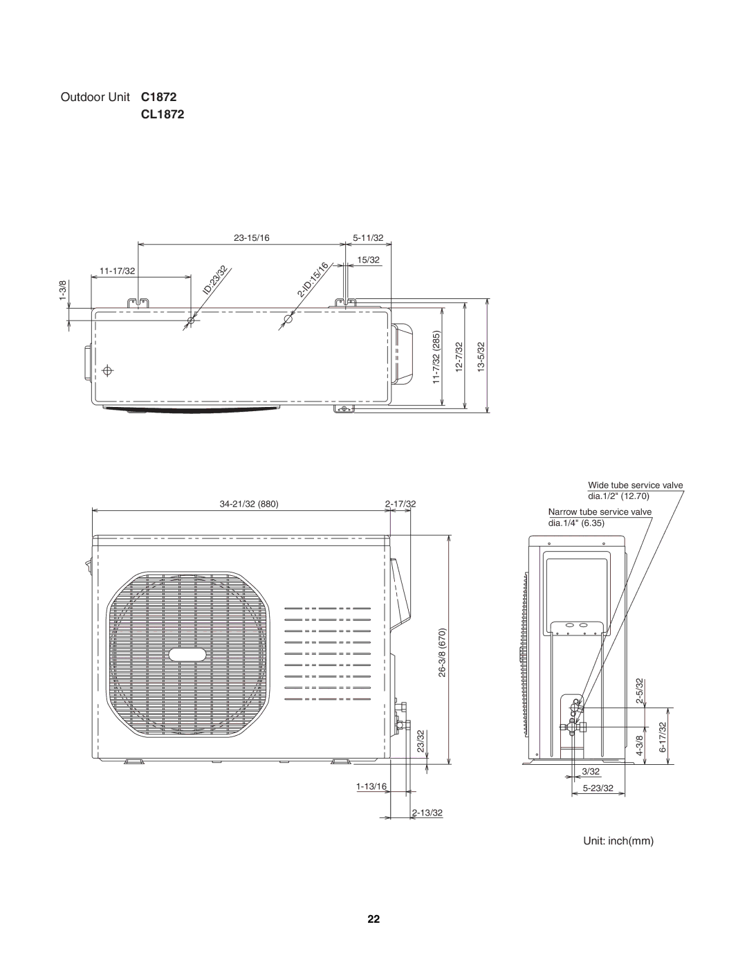 Sanyo CL2472, C2472, CL1872 service manual Outdoor Unit C1872 