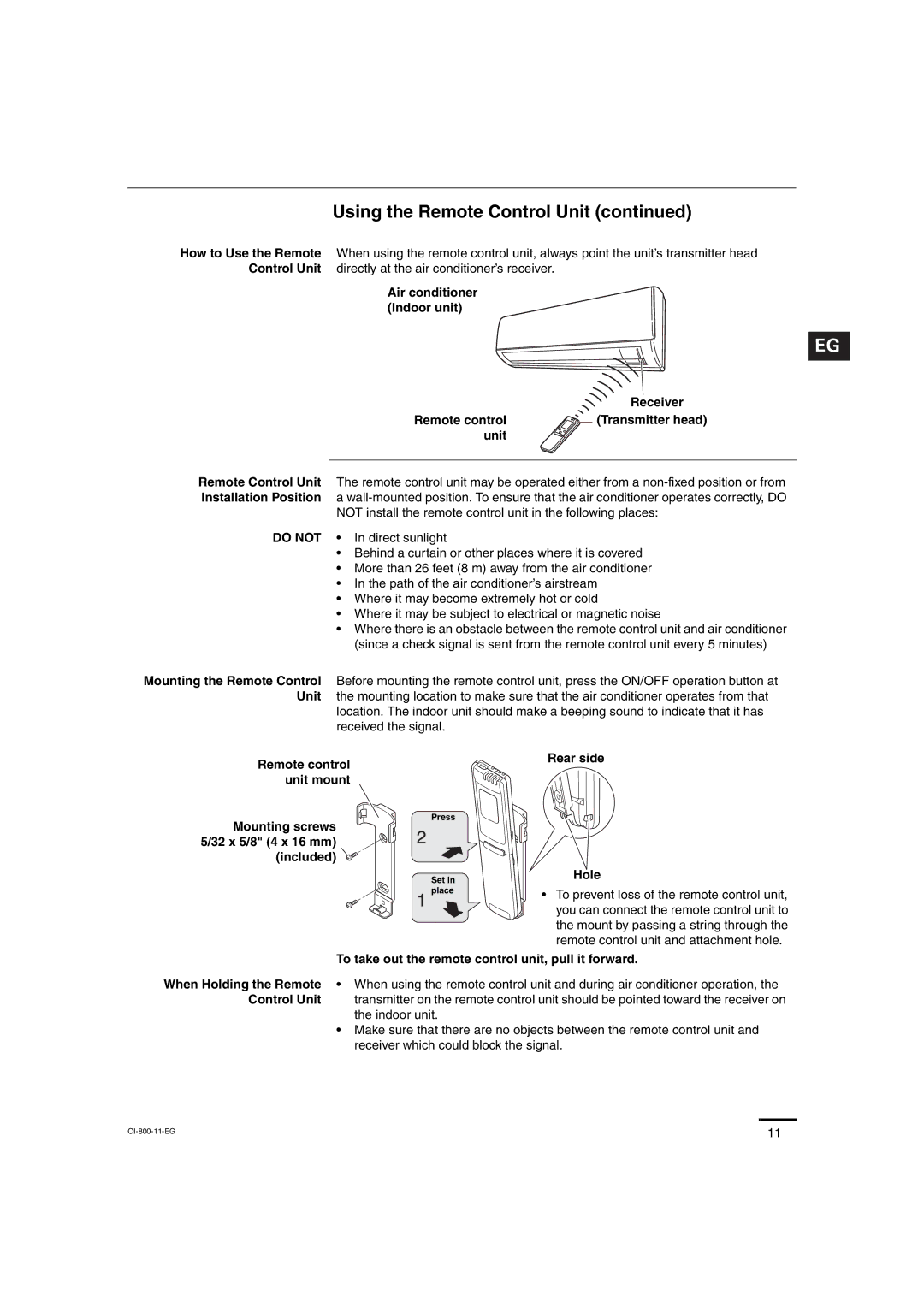 Sanyo CL2472, C2472, C1872, CL1872 service manual Using the Remote Control Unit 