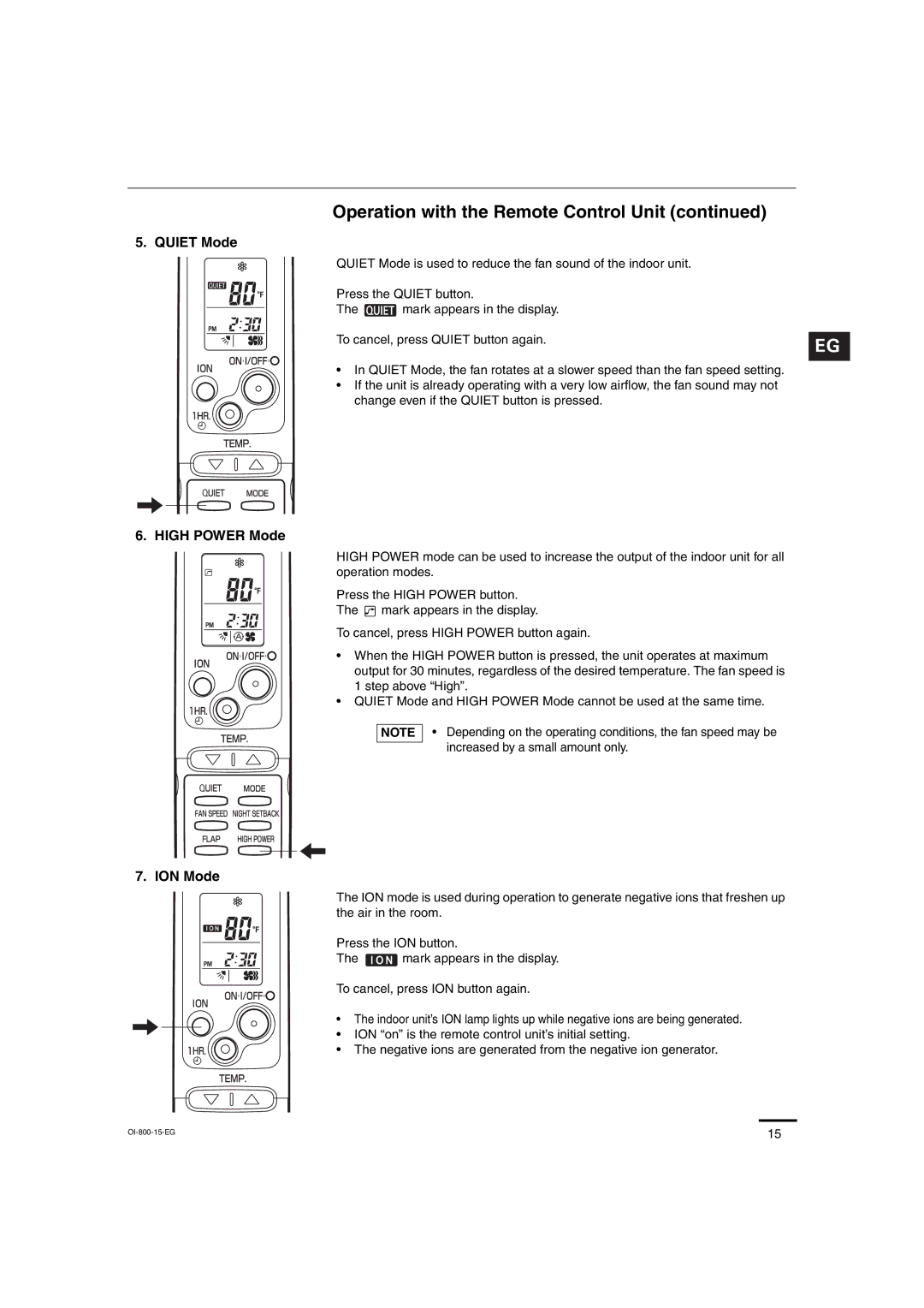 Sanyo CL2472, C2472, C1872, CL1872 service manual Quiet Mode 