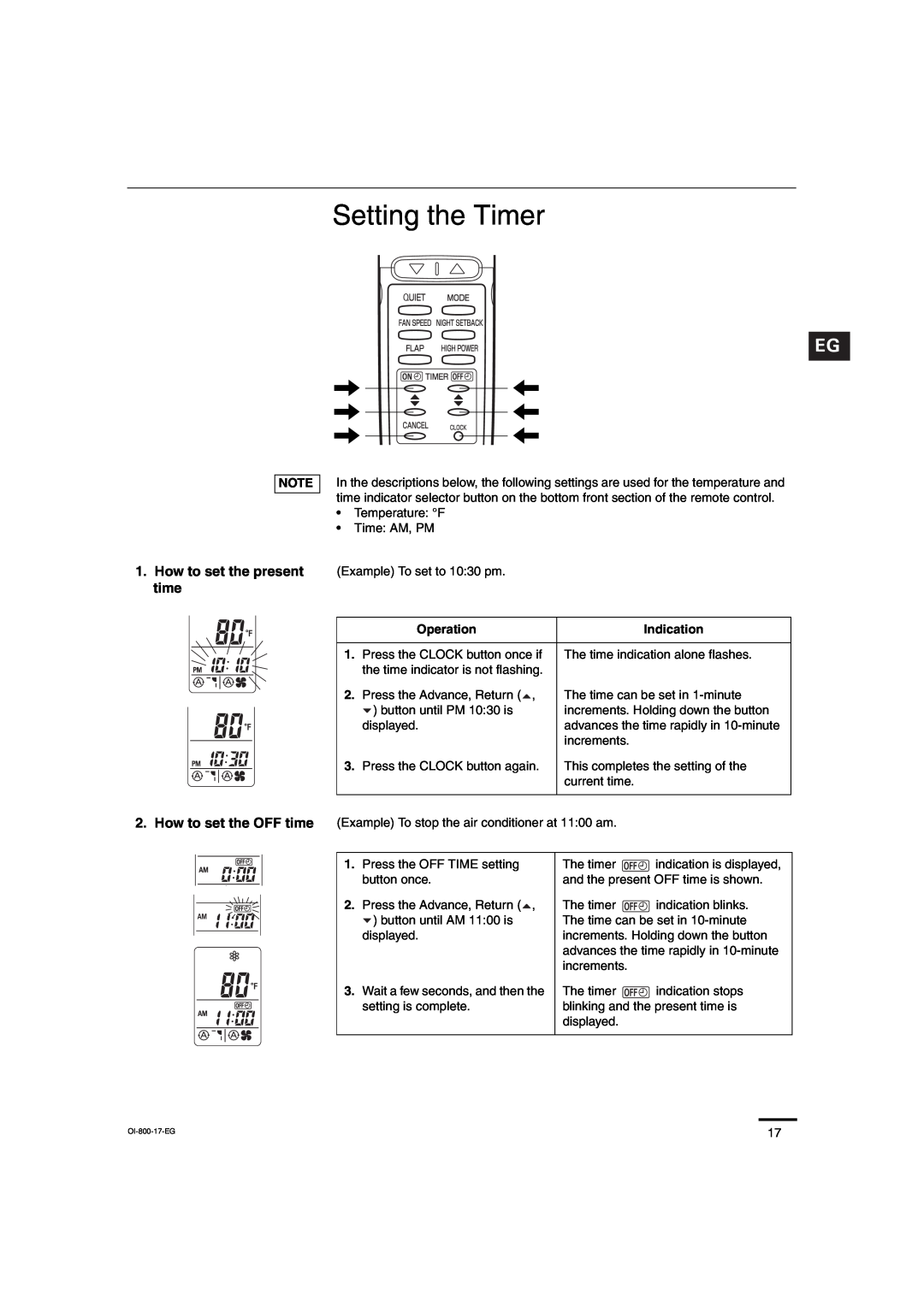 Sanyo C2472, C1872, CL2472, CL1872 service manual Setting the Timer, How to set the present time 