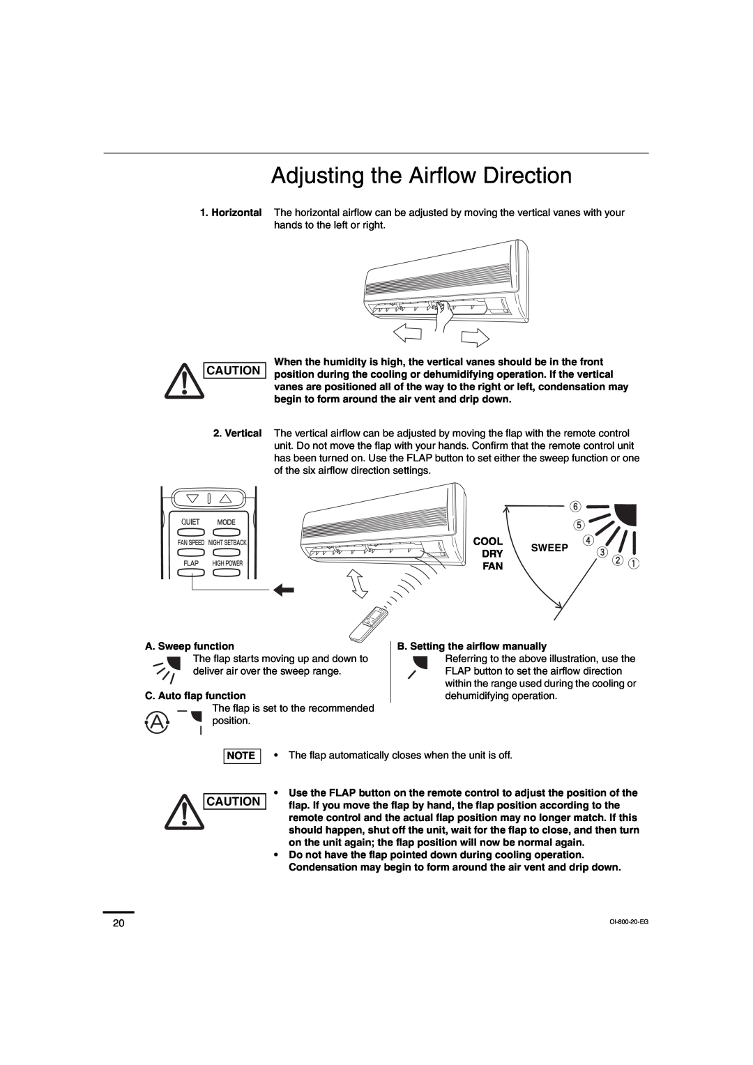 Sanyo CL1872, C2472, C1872, CL2472 service manual Adjusting the Airflow Direction 