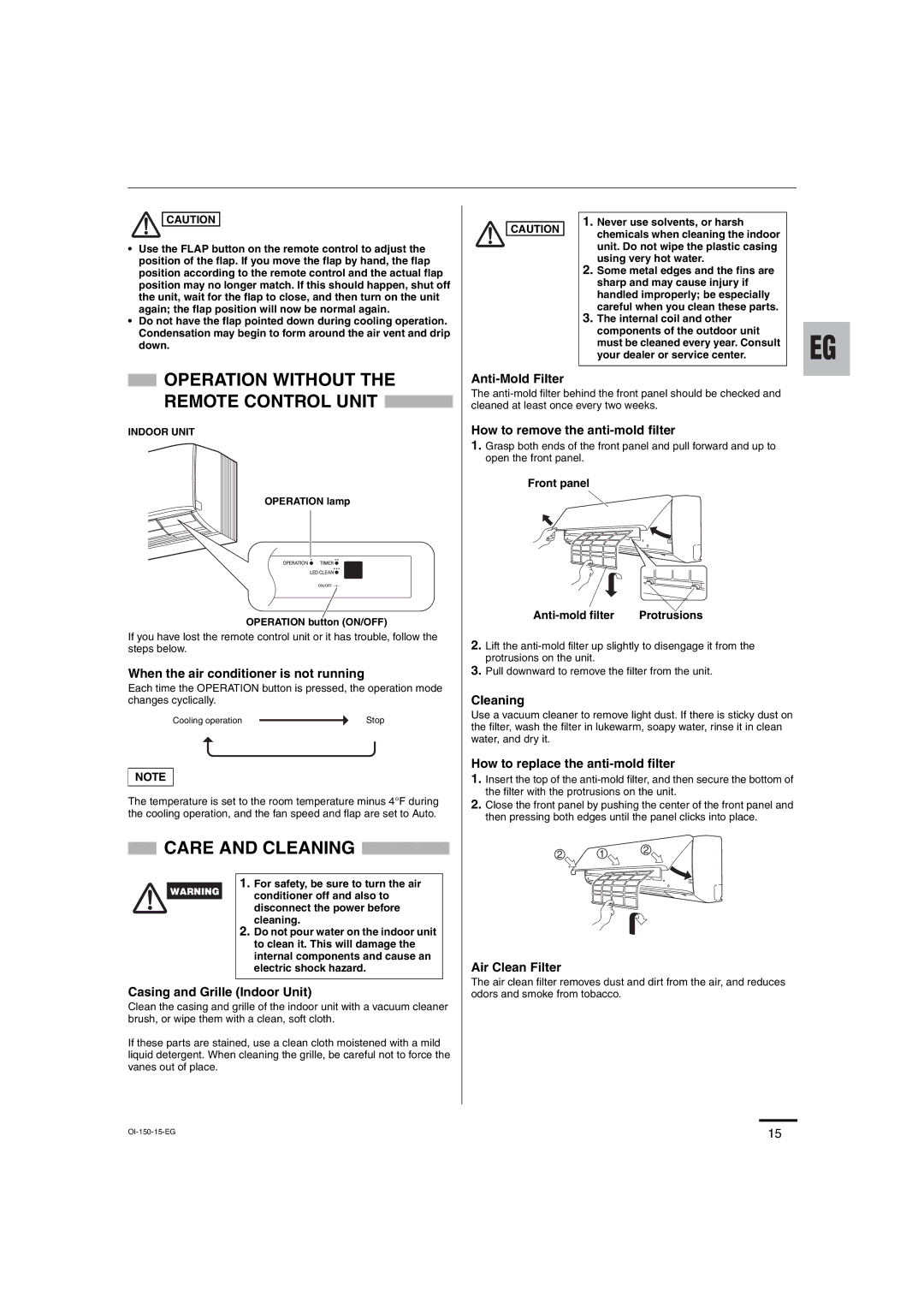 Sanyo C3682, C3082 service manual Care and Cleaning 