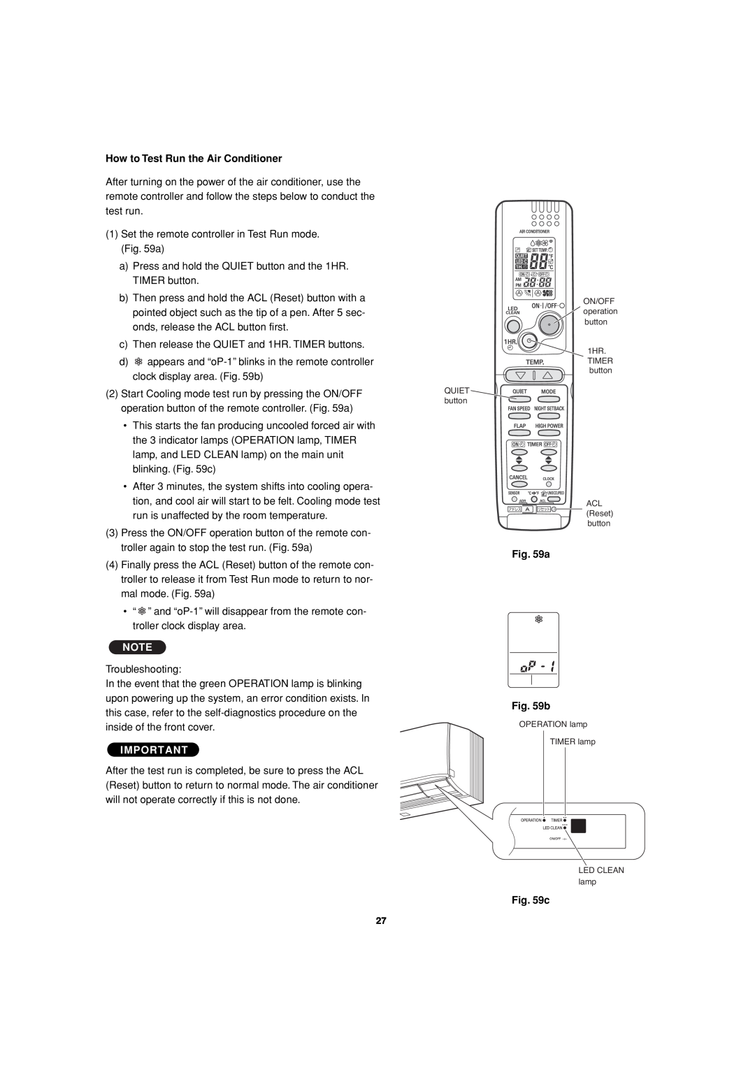 Sanyo C3682, C3082 service manual How to Test Run the Air Conditioner, a b 
