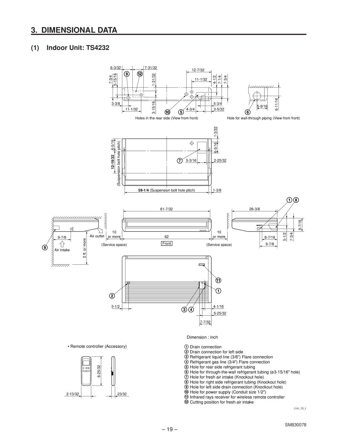 Sanyo CL4232, C4232 service manual Indoor Unit TS4232, 19/32 