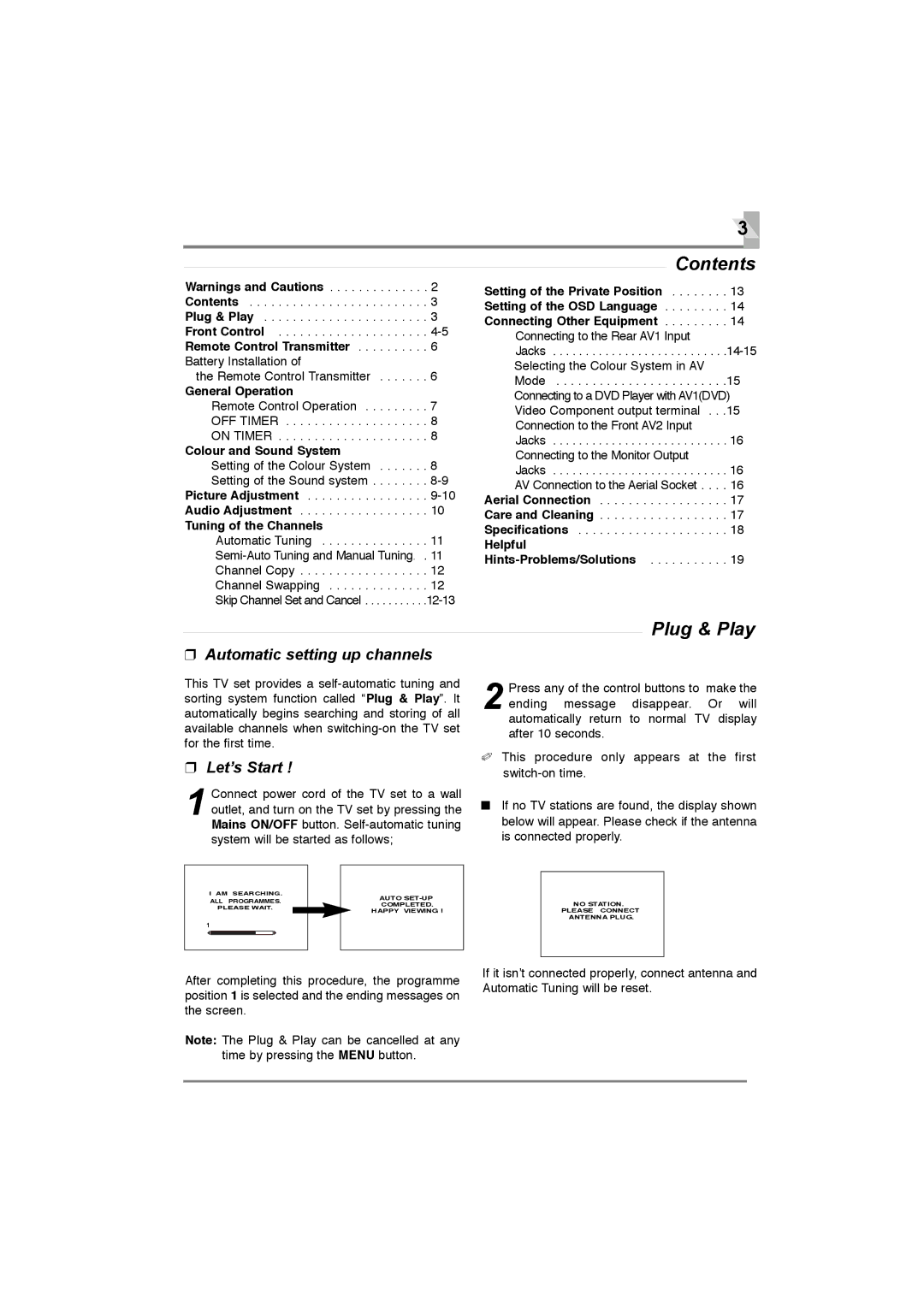 Sanyo CP21YS2S, CA21YS2S, CP21XS2S, CP21SF1, CP21KS2K, CA21SF1, CA21XS2S, CA21KS2K instruction manual Contents, Plug & Play 