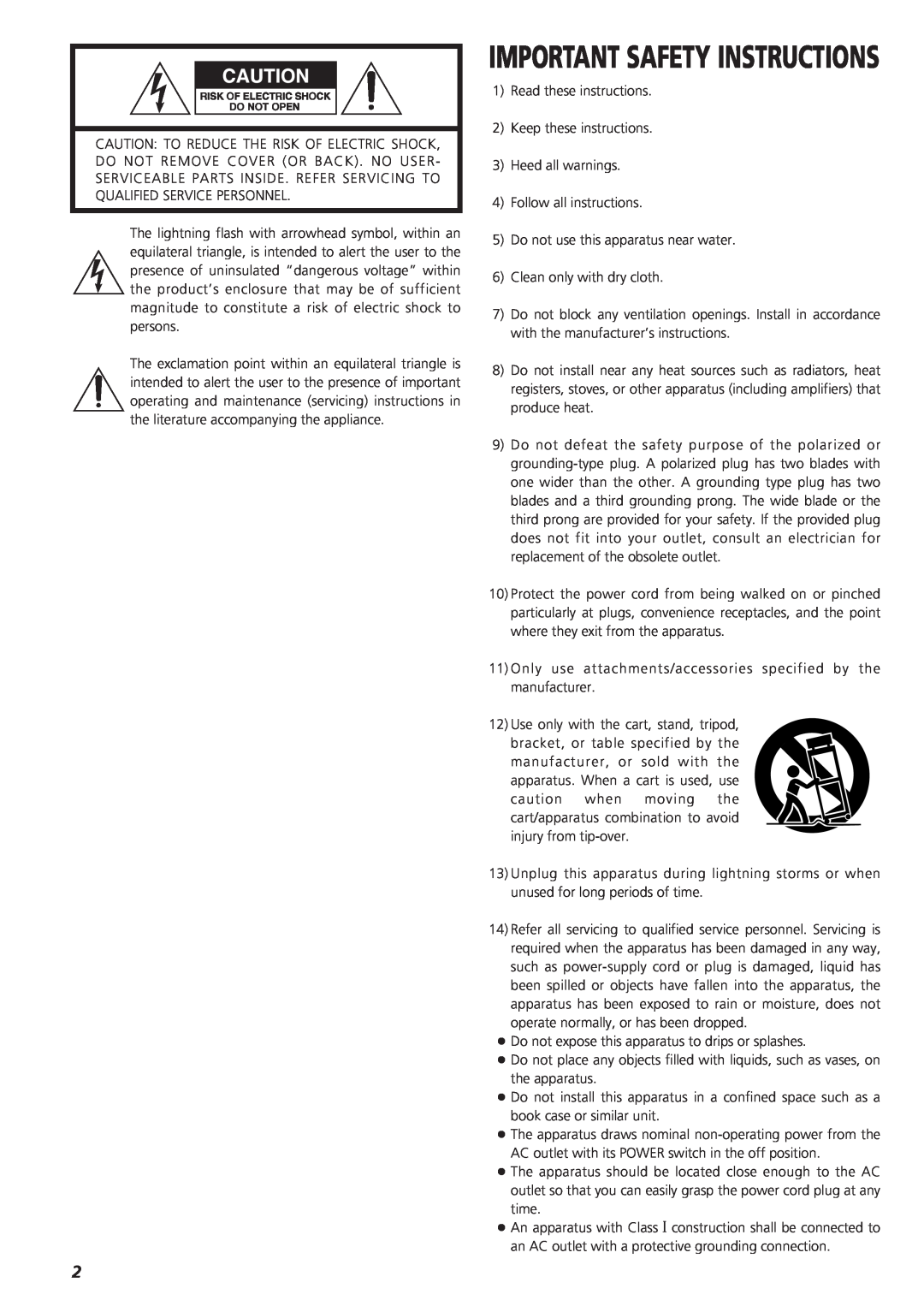 Sanyo CD-RW880 owner manual Important Safety Instructions 