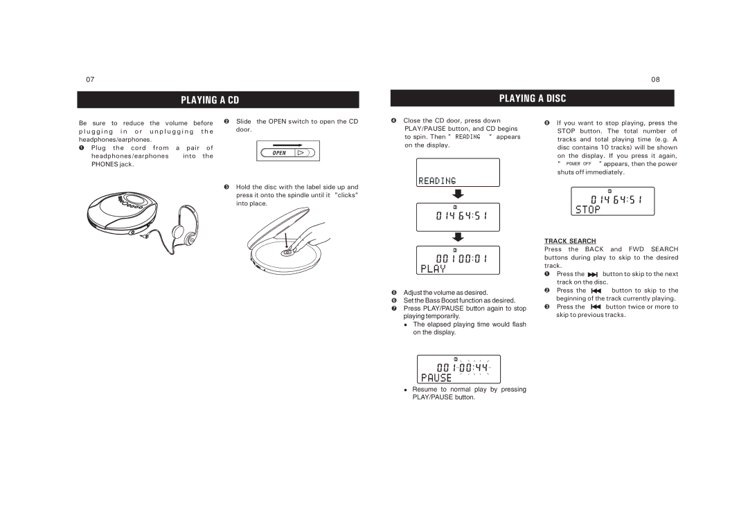 Sanyo CDP-M303 instruction manual Playing a CD Playing a Disc, Track Search 