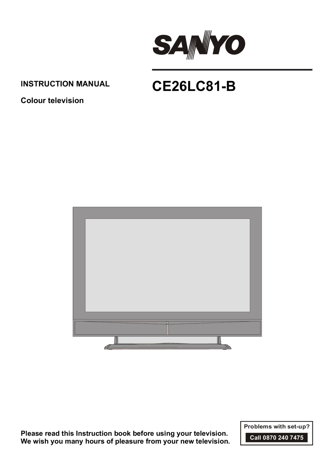 Sanyo CE26LC81-B instruction manual Colour television 