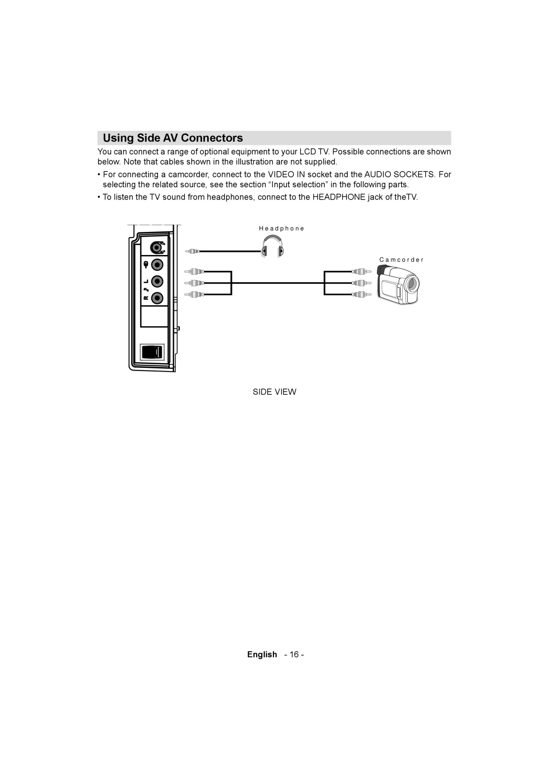 Sanyo ce32ld08-b instruction manual Using Side AV Connectors 