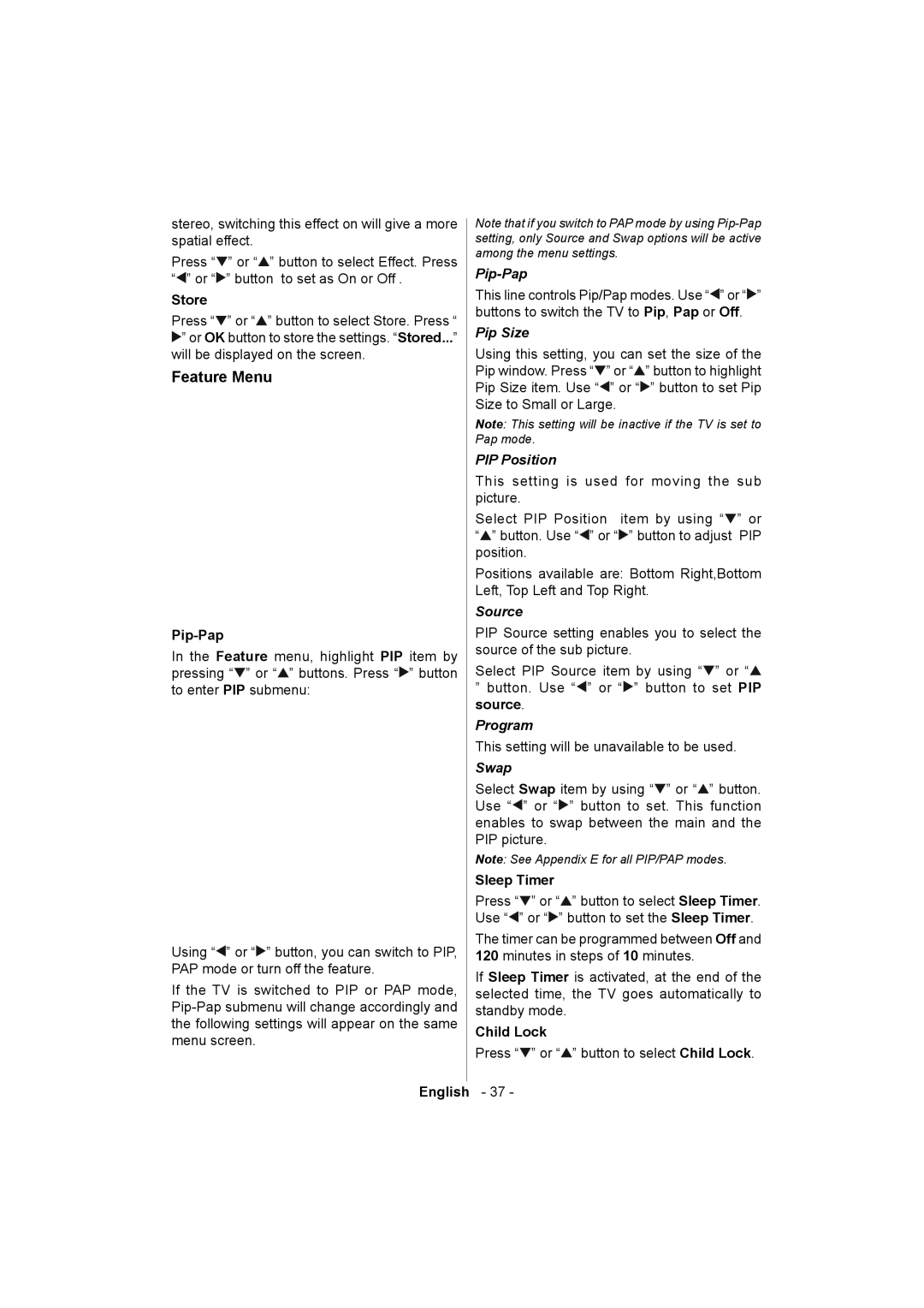 Sanyo ce32ld08-b instruction manual Feature Menu 