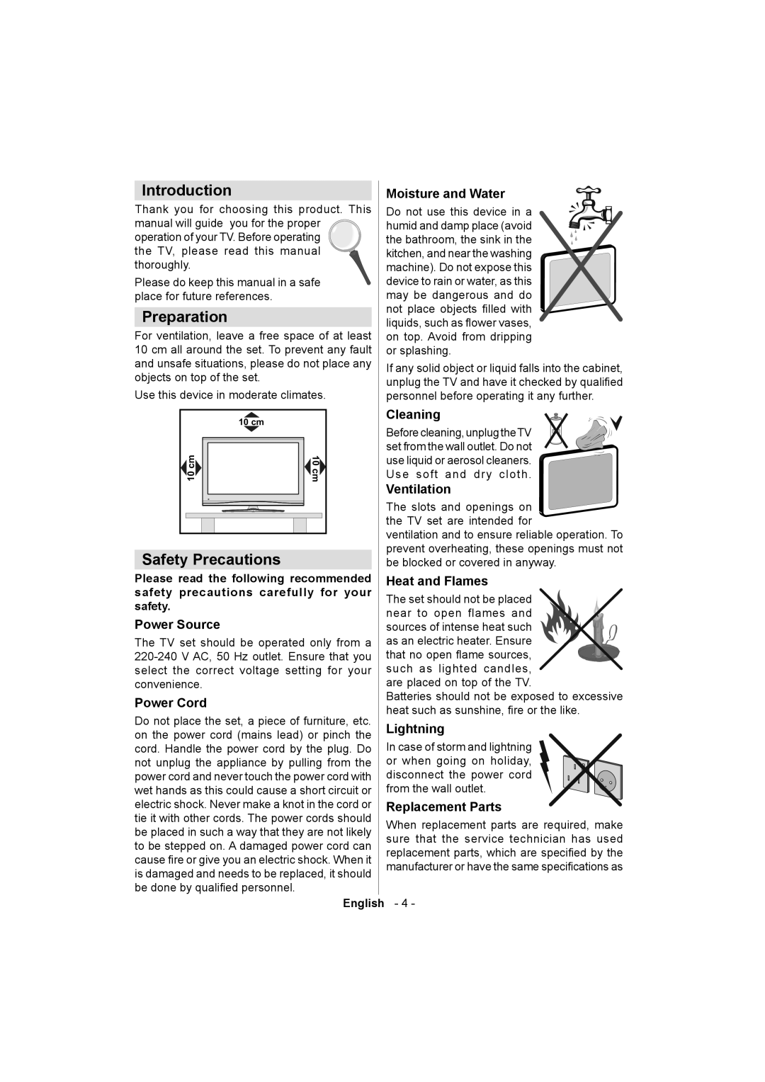 Sanyo ce32ld08-b instruction manual Introduction, Preparation, Safety Precautions 