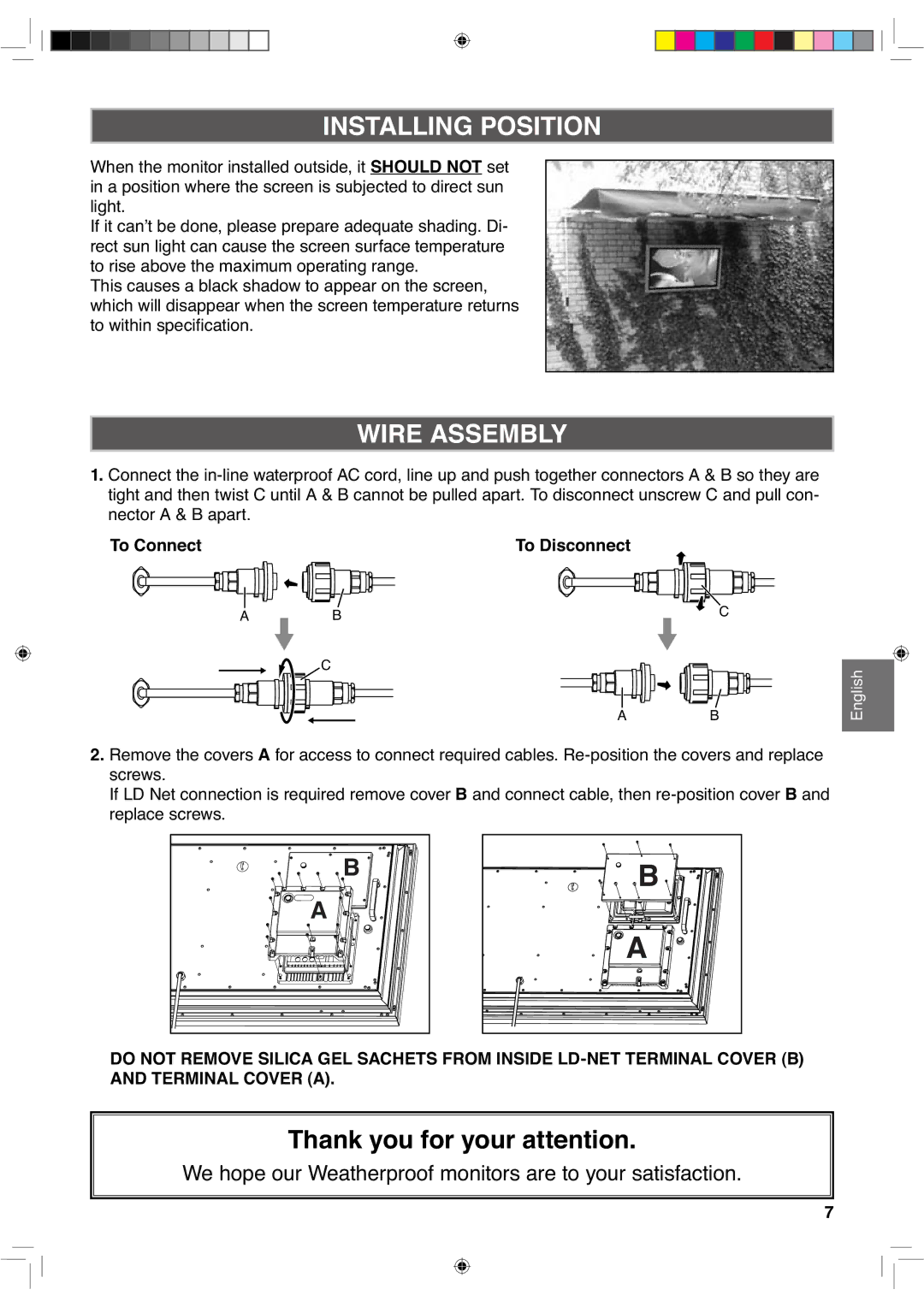 Sanyo CE42LH2DPB, CE42LH2WP instruction manual Installing Position, Wire Assembly, To Connect 