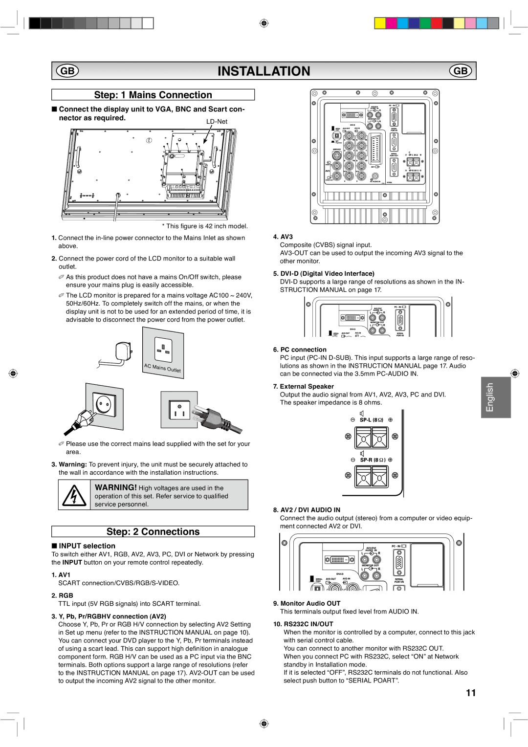 Sanyo CE42LH2DPB, CE42LH2WP instruction manual Mains Connection, Connections 