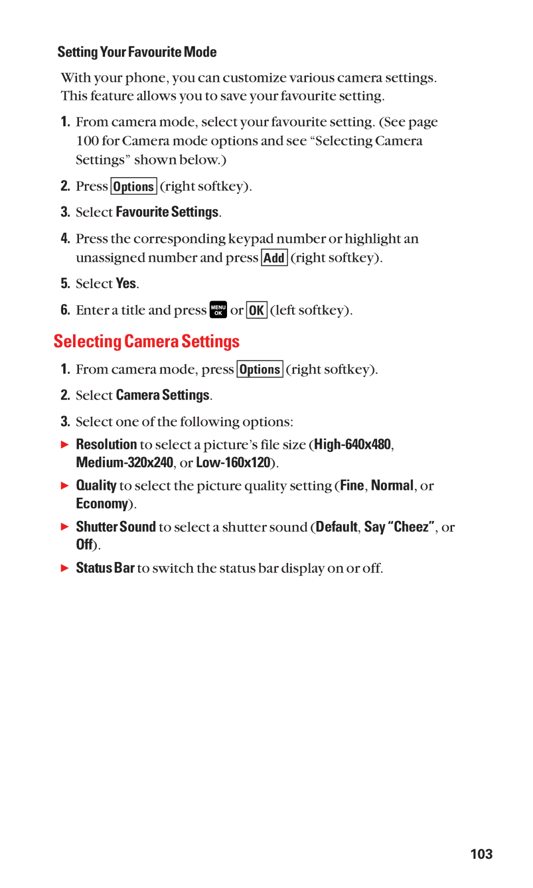 Sanyo Cell Phone manual Selecting Camera Settings 