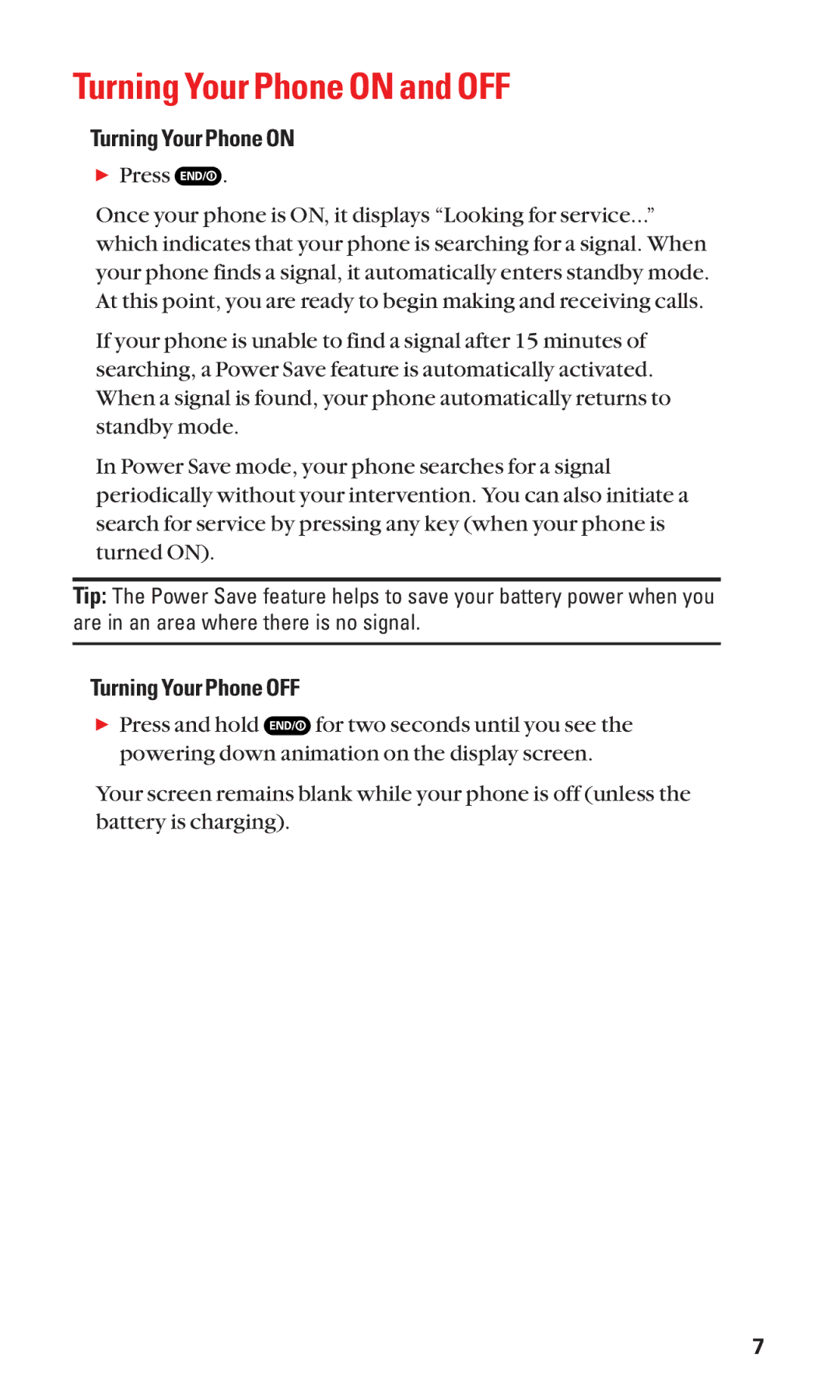 Sanyo Cell Phone manual Turning Your Phone on and OFF, Turning Your Phone OFF 