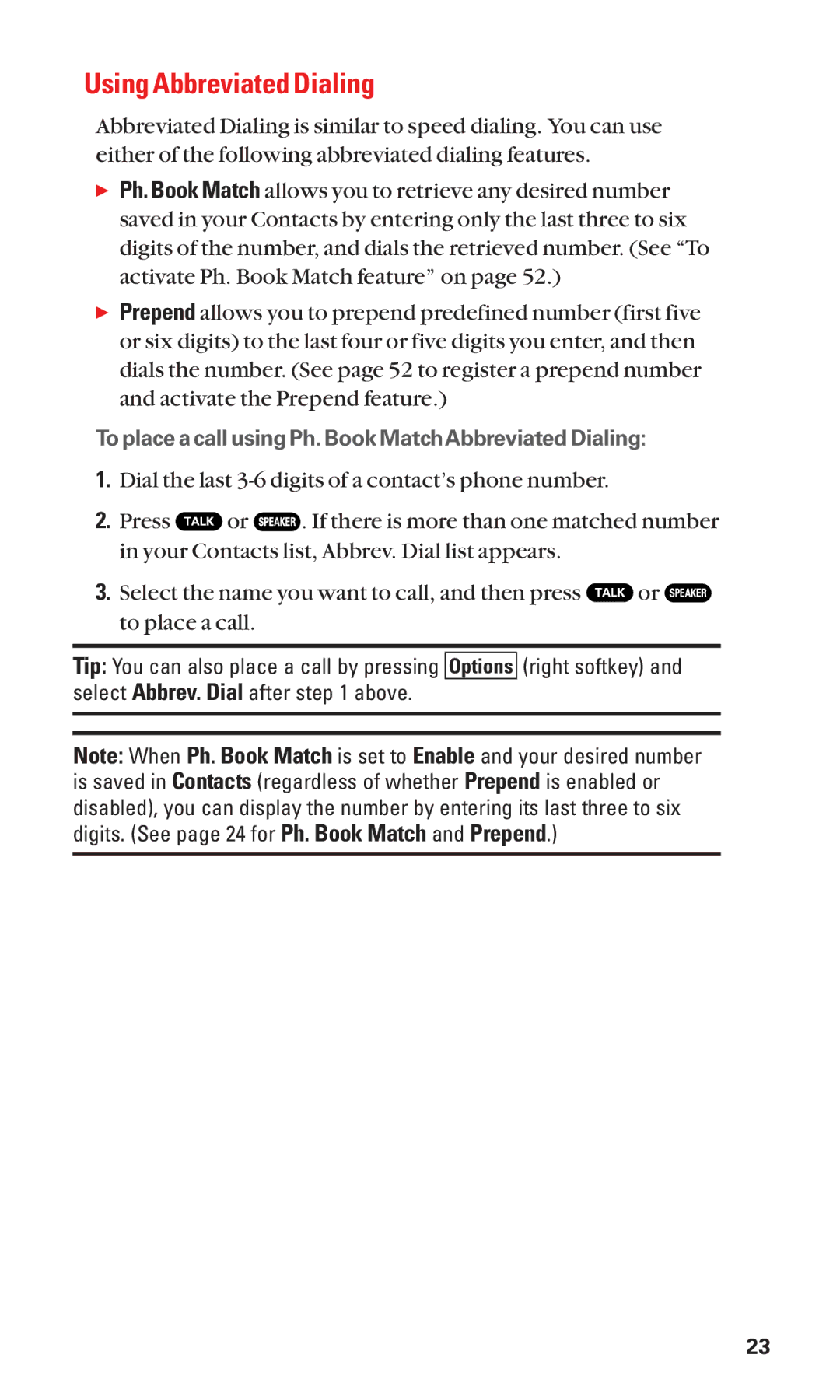 Sanyo Cell Phone manual Using Abbreviated Dialing 