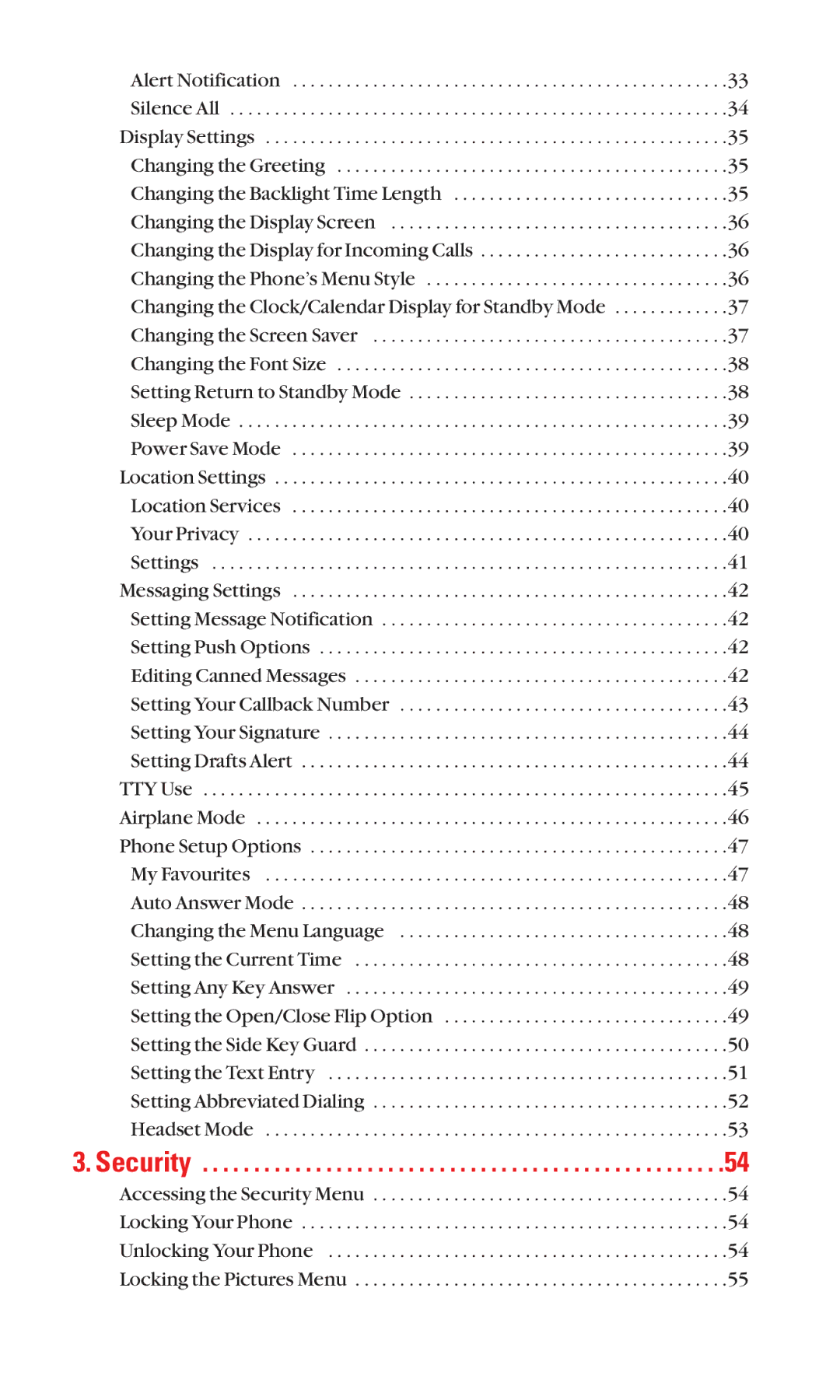 Sanyo Cell Phone manual Security 