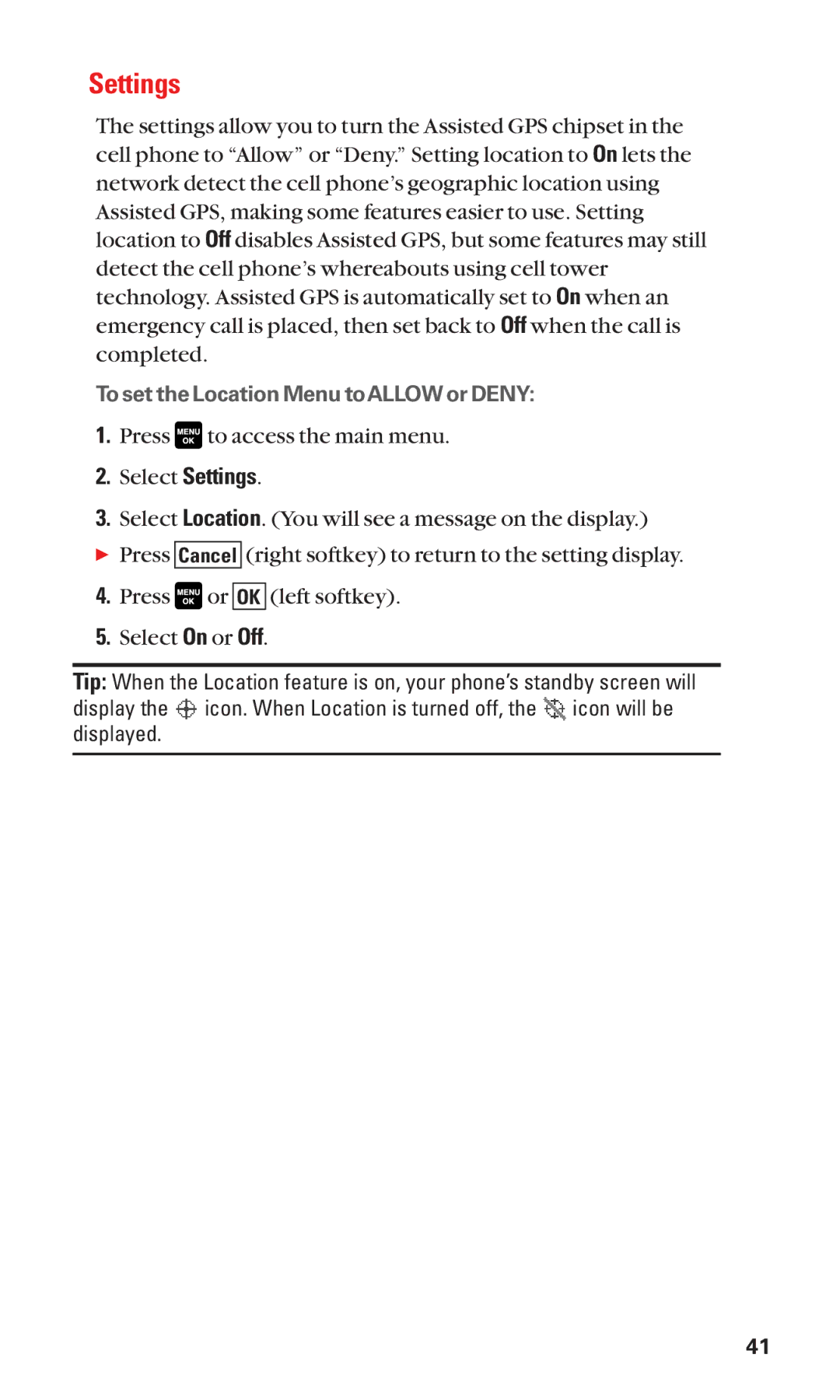 Sanyo Cell Phone manual Settings 