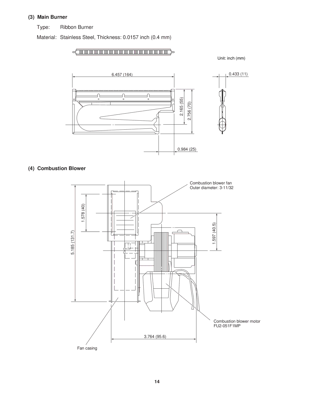 Sanyo CG1411, KGS1411 service manual Main Burner, Combustion Blower 