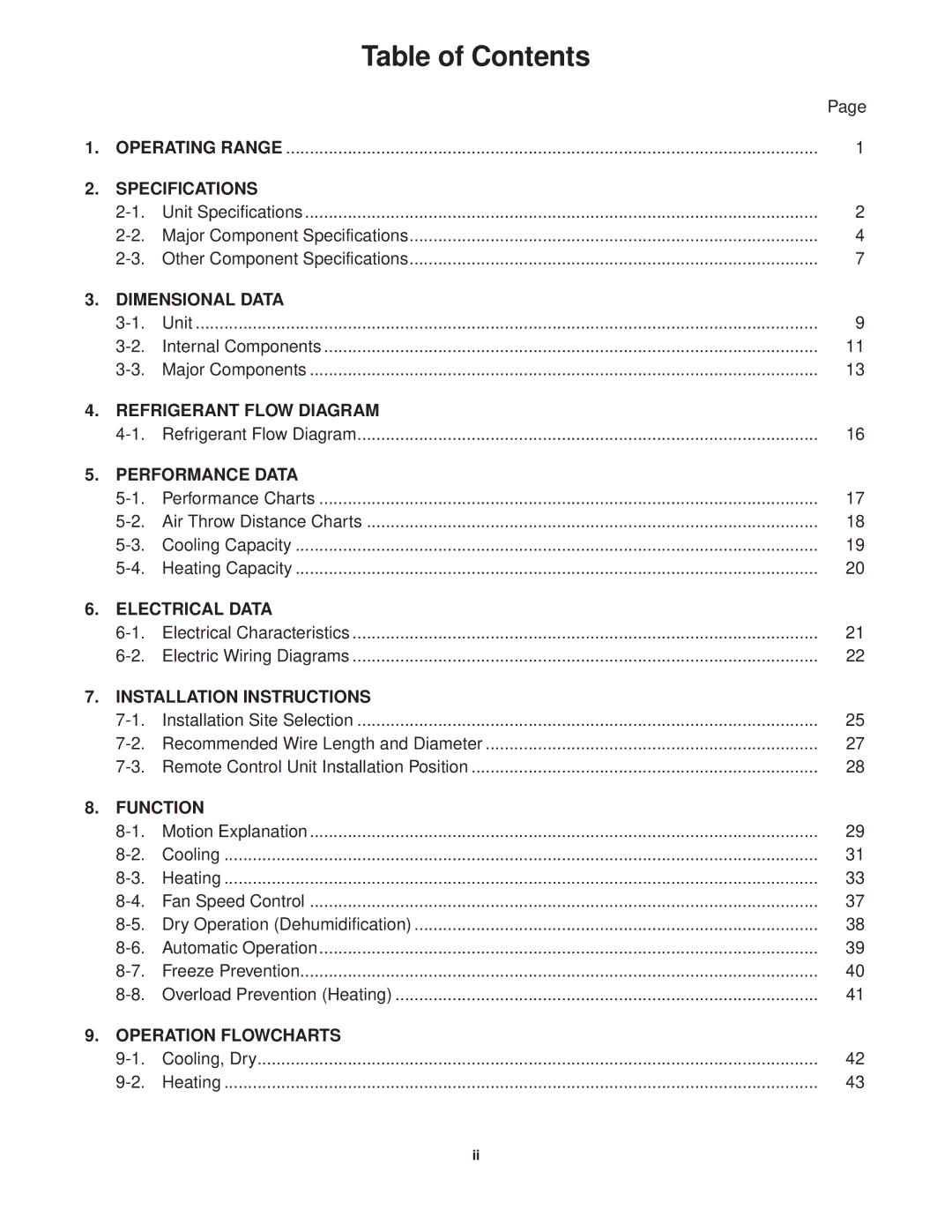 Sanyo KGS1411, CG1411 service manual Table of Contents 